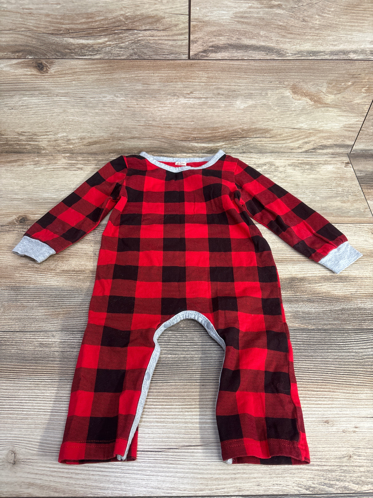 Buffalo Plaid Santa Baby Coverall Red sz 3-6m