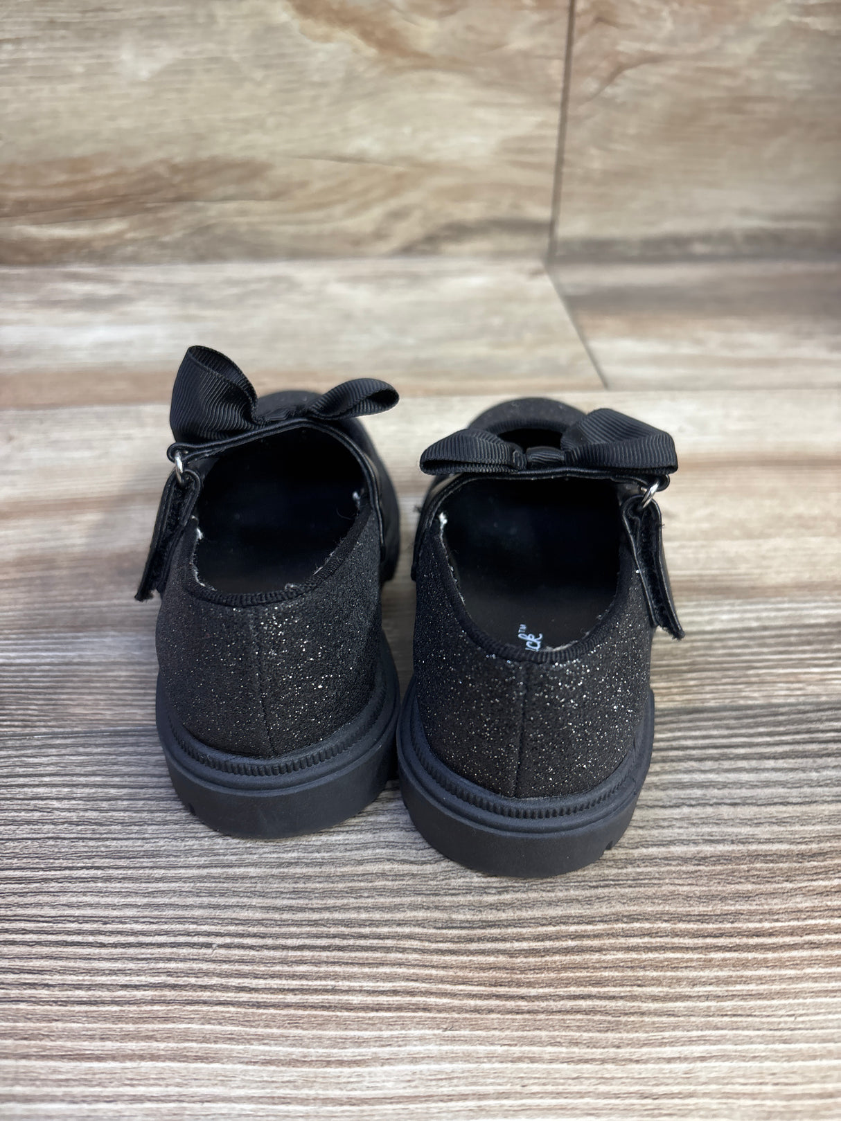 Cat & Jack Kori Lug Sole Mary Jane Flats Black Glitter sz 7c