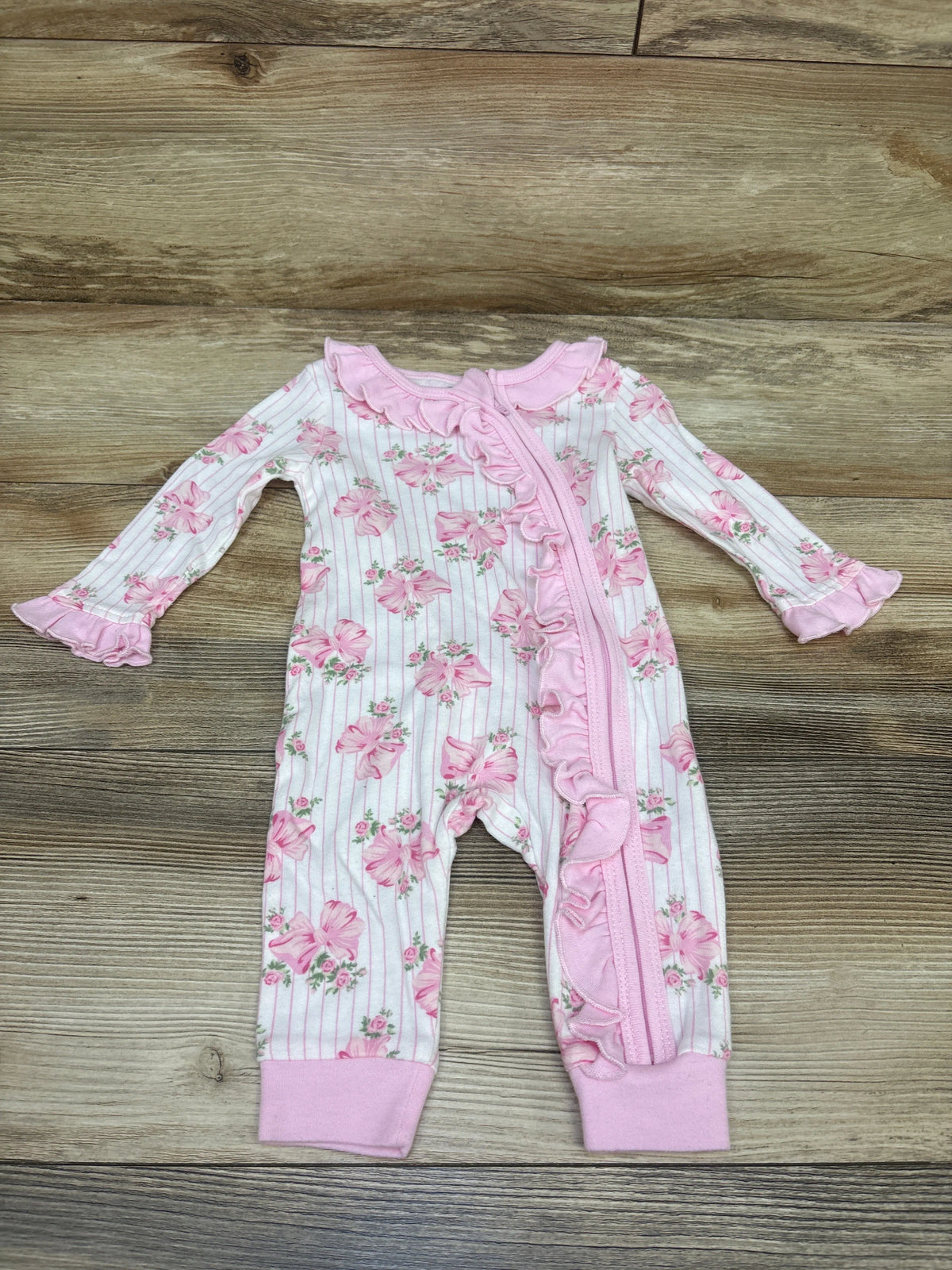 Baby Essentials Floral Ruffle Zip Coverall White sz 6m