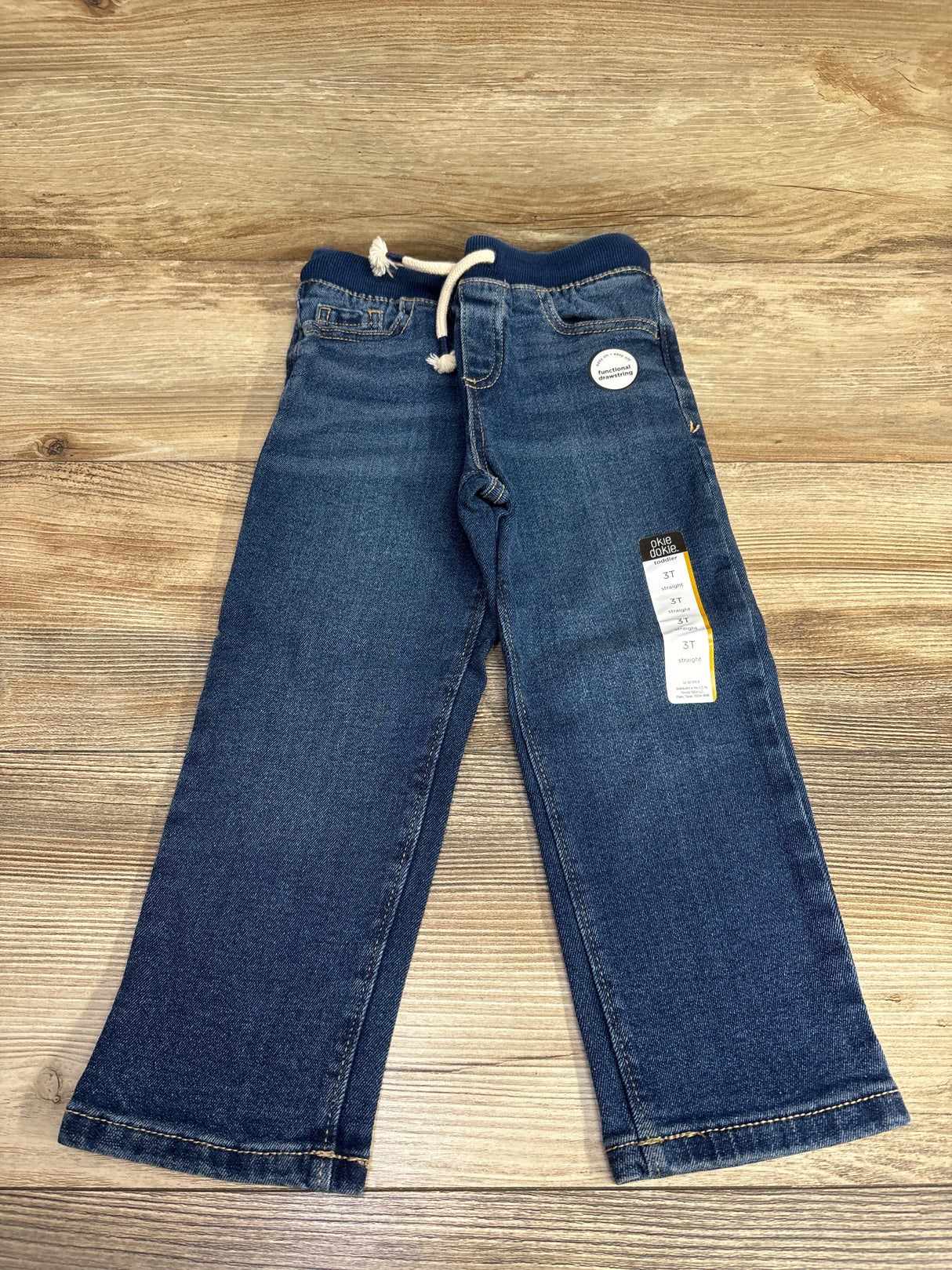 NEW Okie Dokie Drawstring Jeans Med Indigo Wash sz 3T
