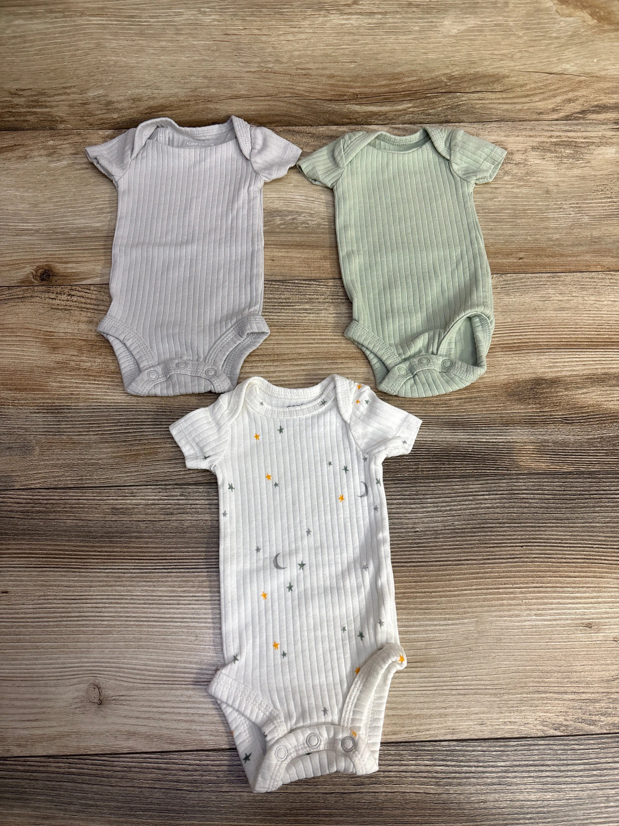 Just One You 3pk Ribbed Bodysuit Set Sage sz Preemie