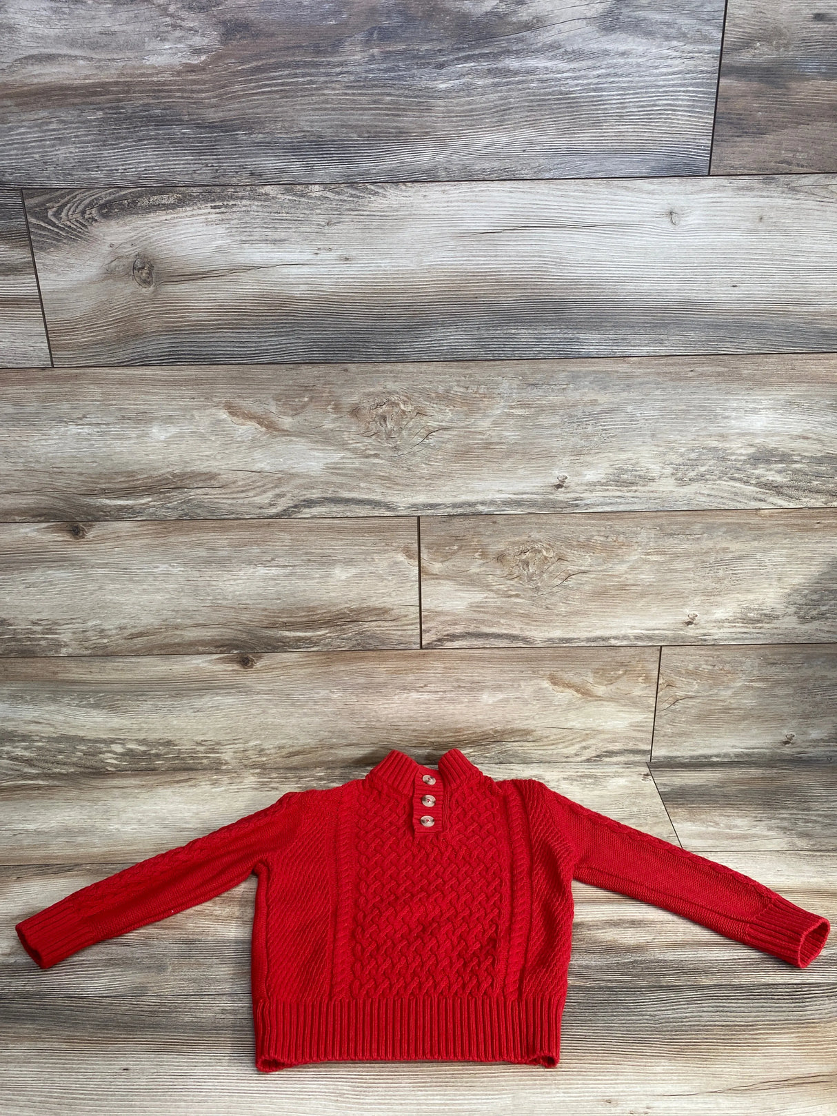 Cat & Jack Cable Henley Knit Sweater Red sz 5T