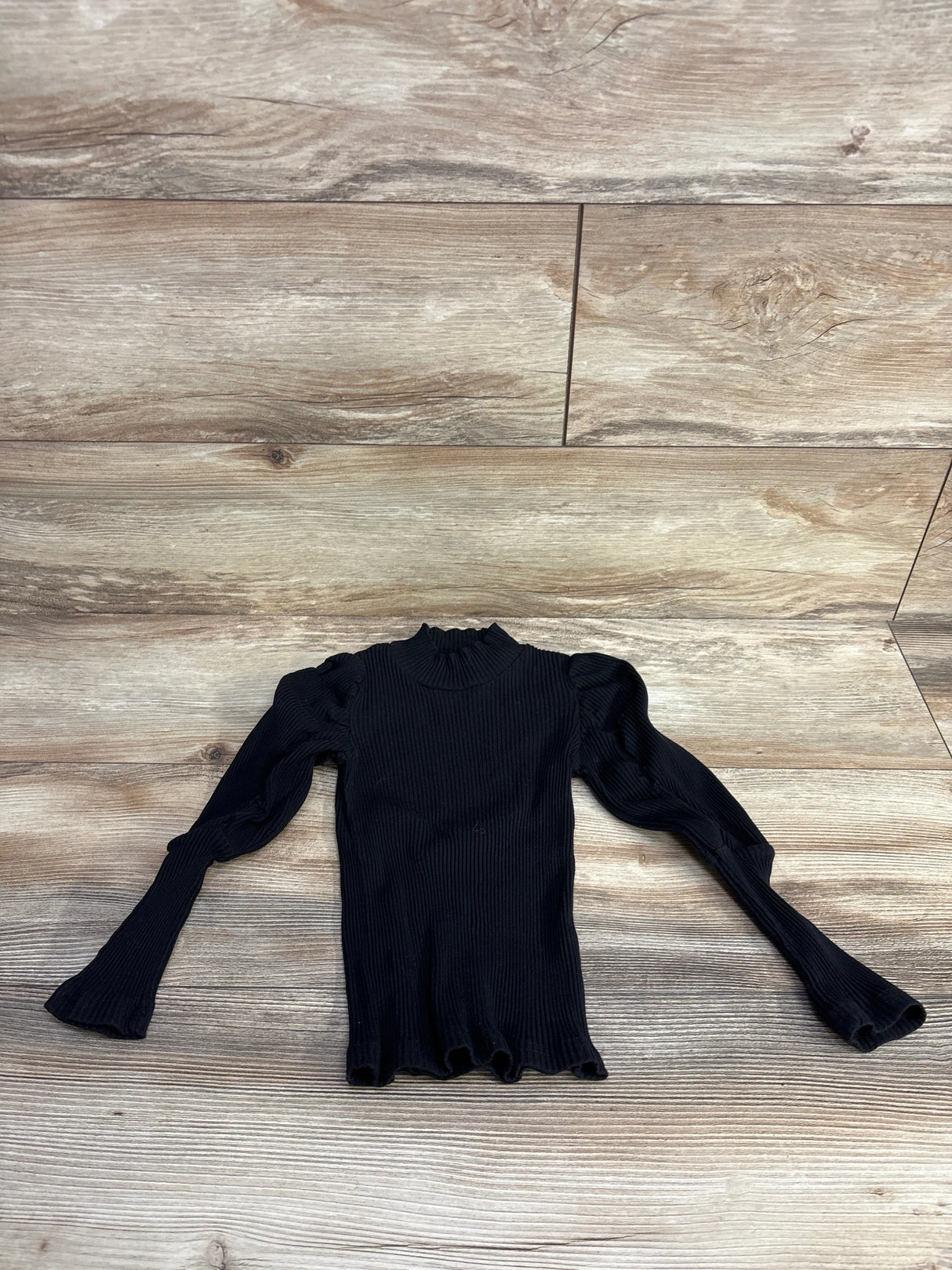 Shein Ribbed Puff Sleeve Shirt Black sz 3T