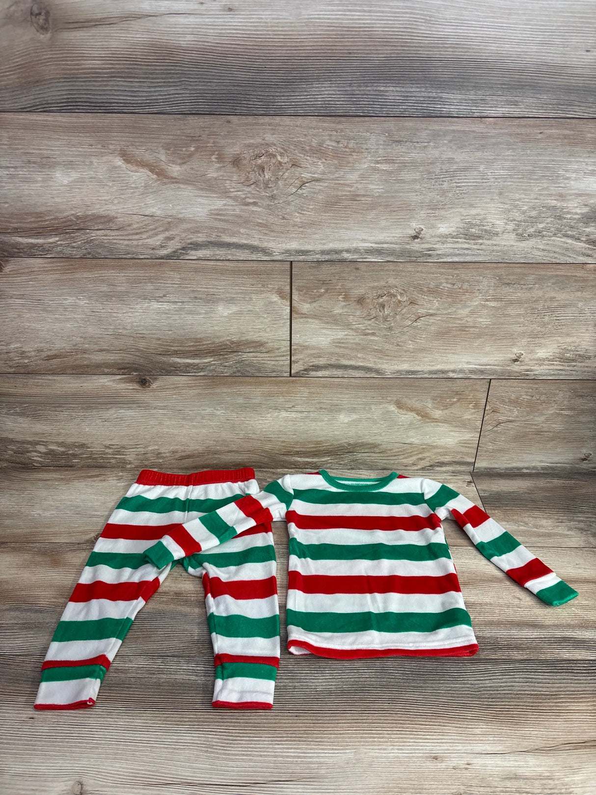 Cat & Jack 2pc Velour Striped Christmas Color Pajama Set White sz 18m