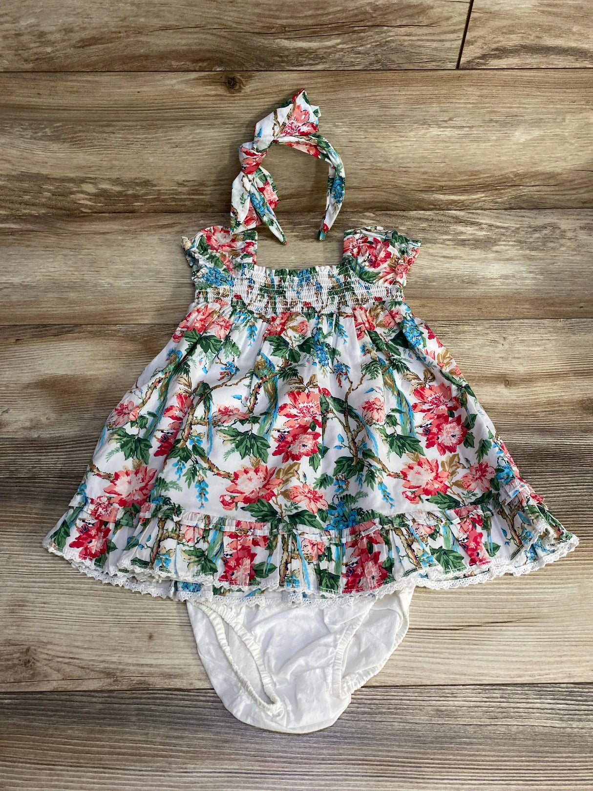 Janie and Jack 3pc The Abigail Smocked Dress White sz 12-18m - Me n Mommy To Be