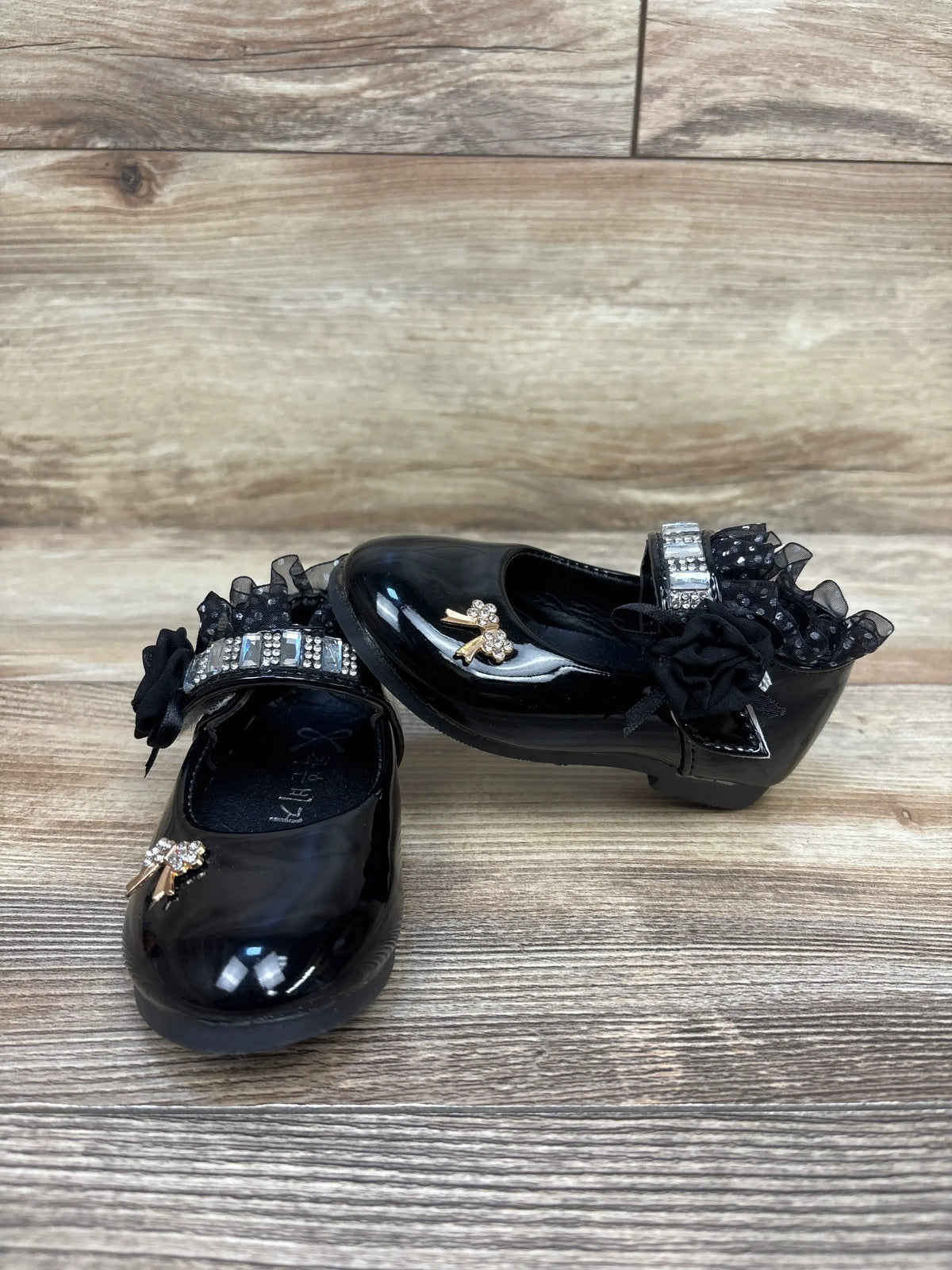 Mary Jane Ruffle Dress Shoes Black sz 6c