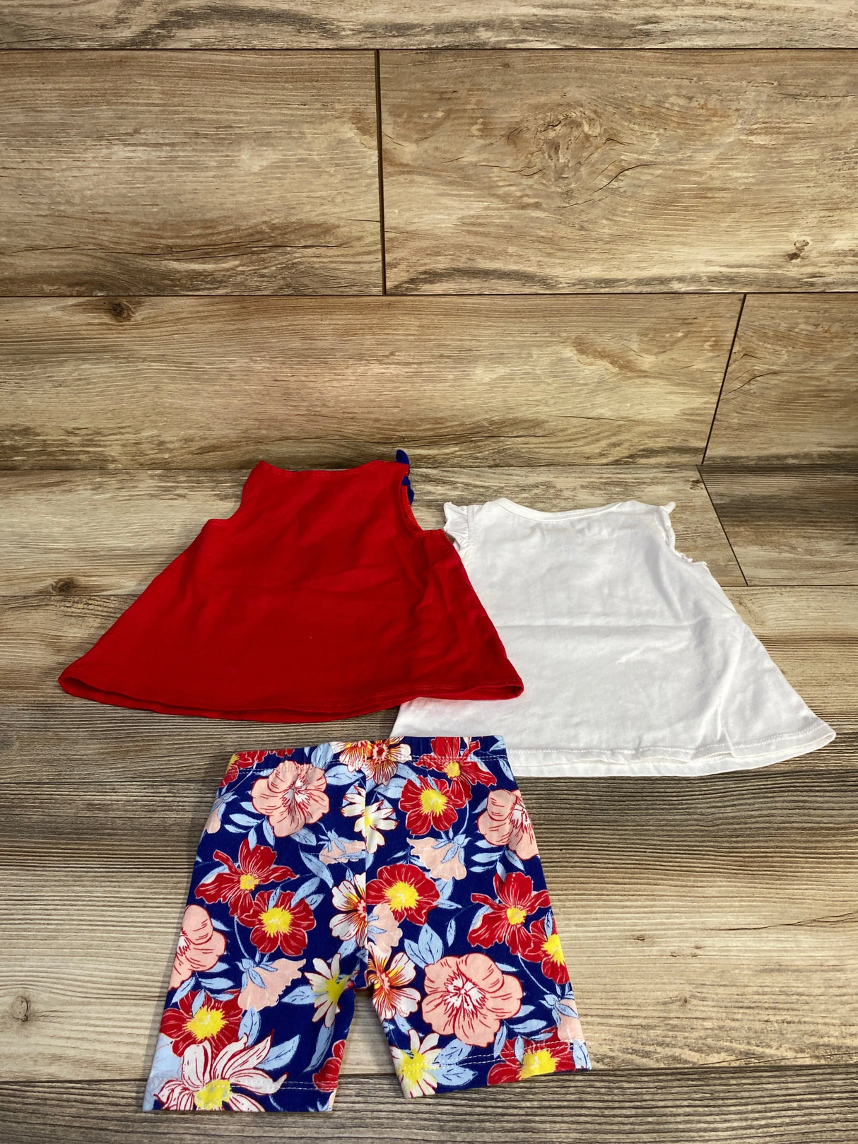 First Impressions 3pc Mix & Match Floral Top & Shorts Set Red sz 12m - Me n Mommy To Be