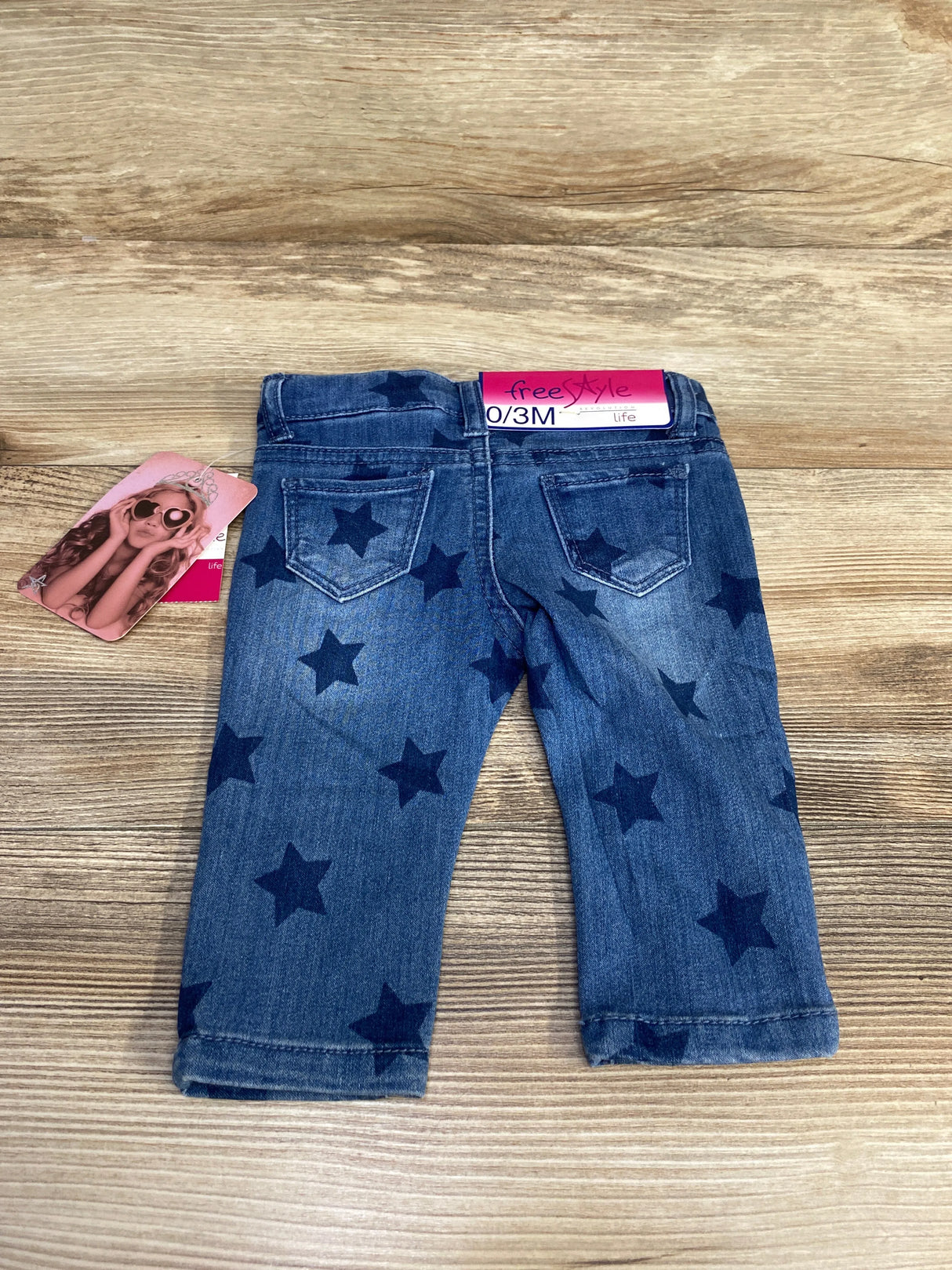 NEW Freestyle Star Print Jeans Blue sz 0-3m - Me n Mommy To Be