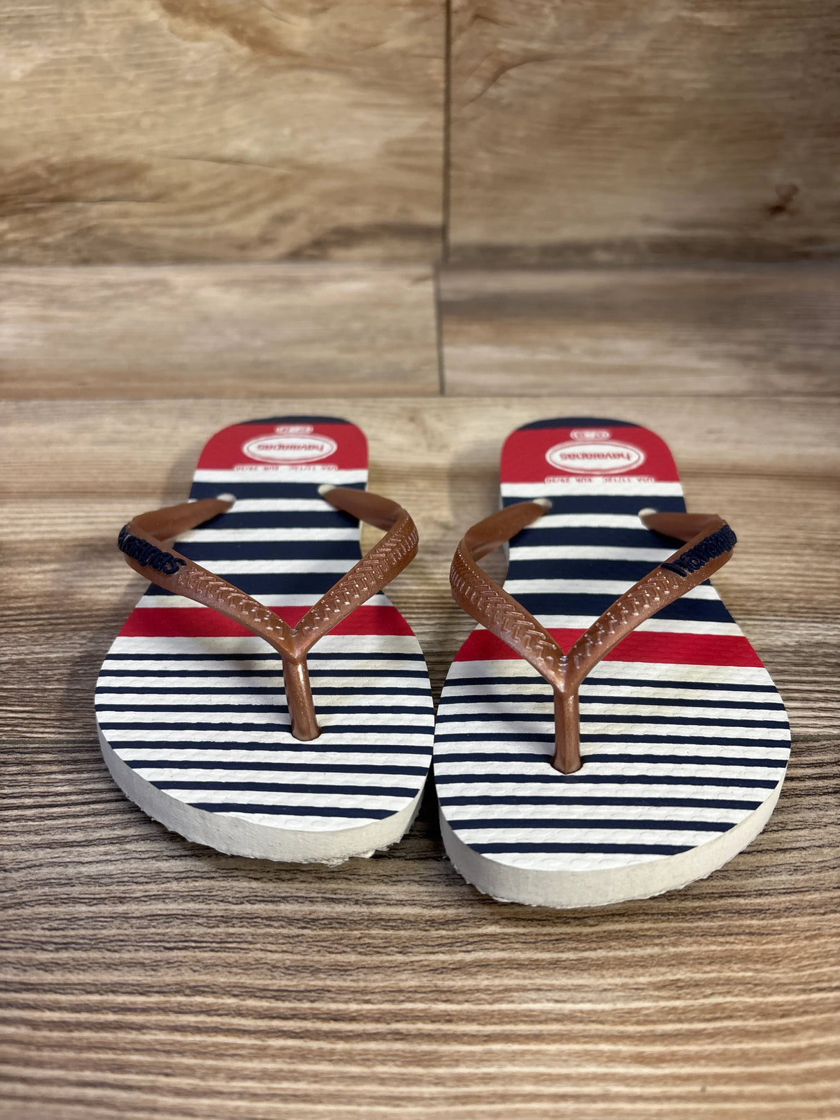 Havaianas Striped Flip Flops White sz 11/12c