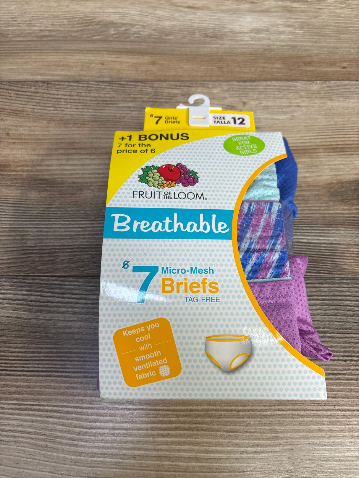 NEW Fruit of the Loom Girls' Micro-Mesh Briefs 7pk sz 12