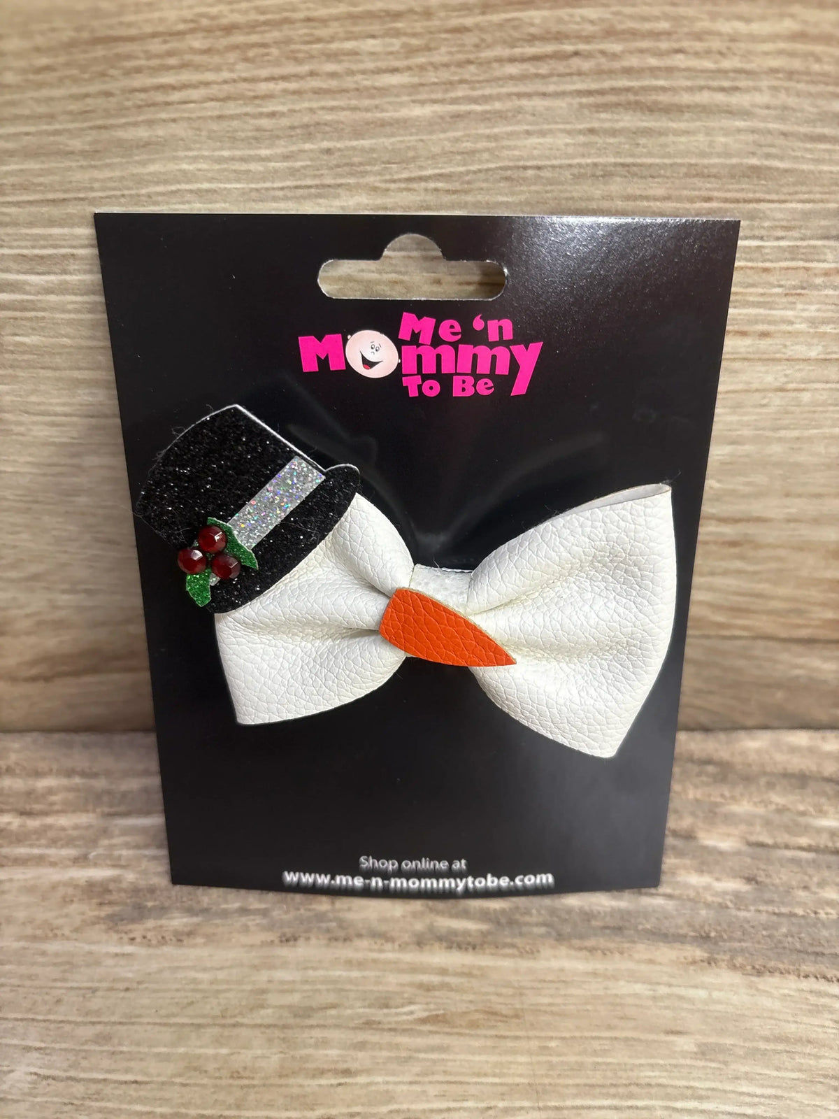 NEW Faux Leather Snowman Hair Bow