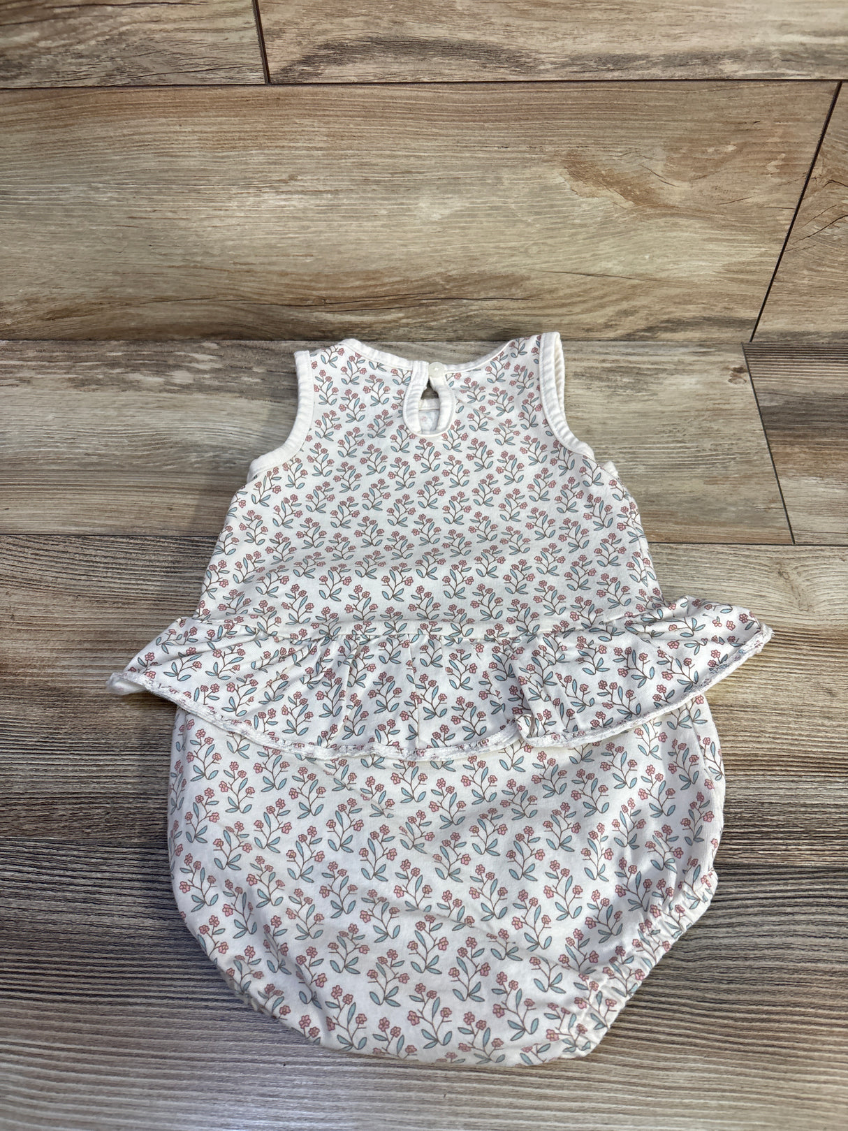 Little Planet Organic Floral Shortie Romper Ivory sz 18m
