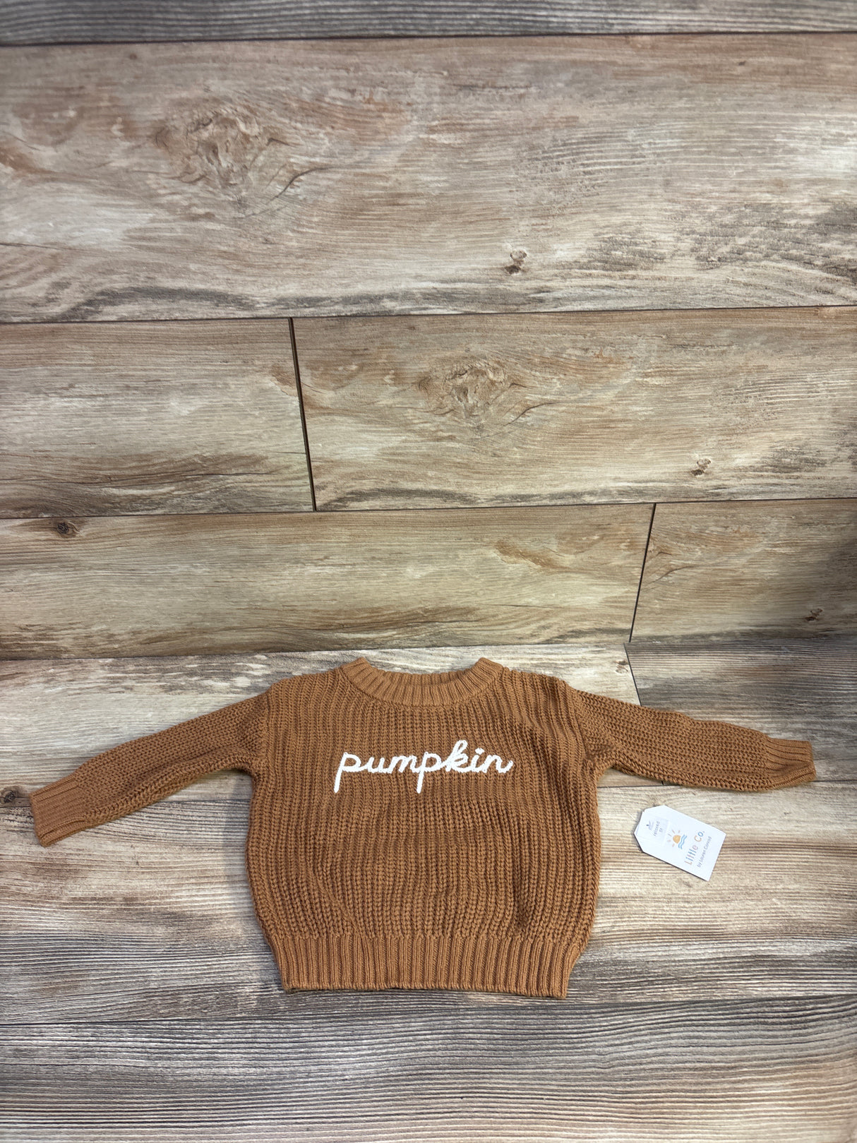 NEW Little Co. Pumpkin Chunky Knit Sweater Brown sz 9m