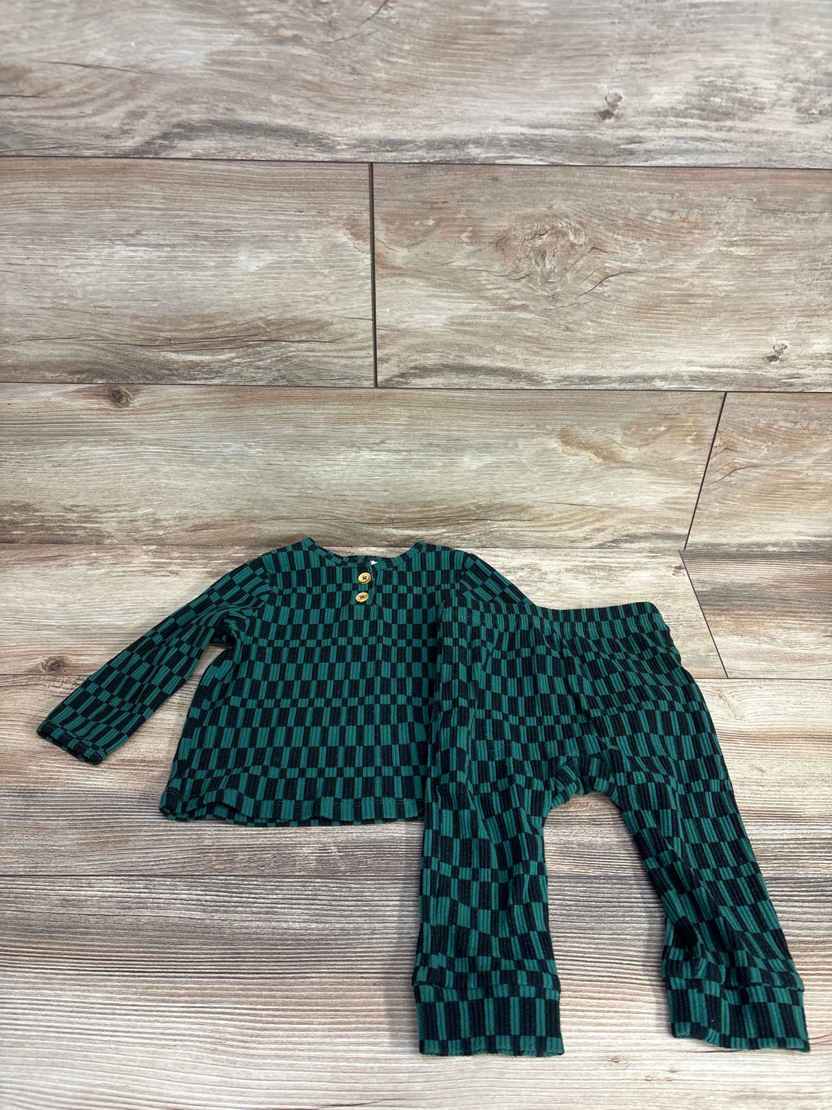 Cat & Jack 2pc Ribbed Shirt & Pants Set Green sz 12m