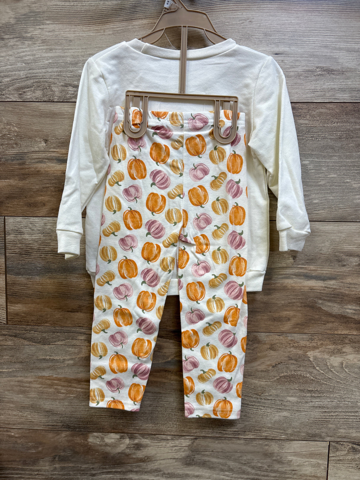 NEW Chick Pea 2pc Pumpkin Sweatshirt & Pants Set White sz 24m