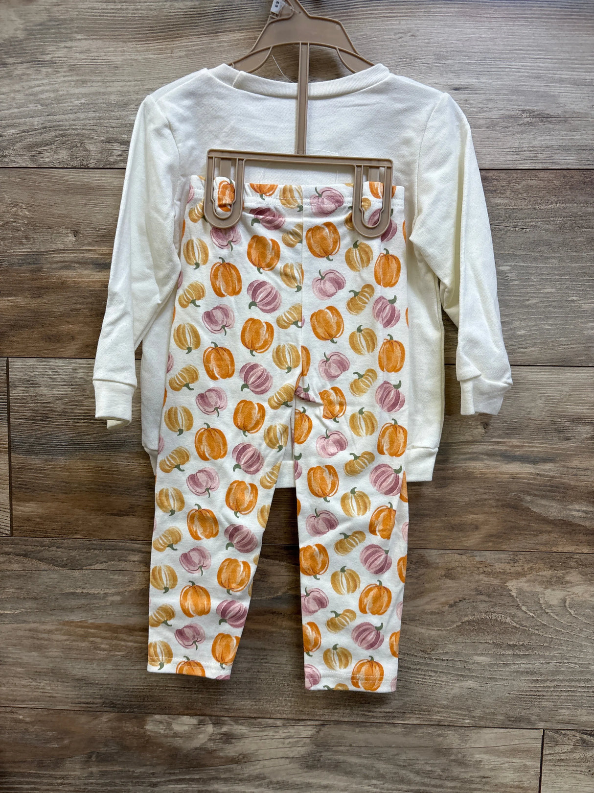 NEW Chick Pea 2pc Pumpkin Sweatshirt & Pants Set White sz 24m