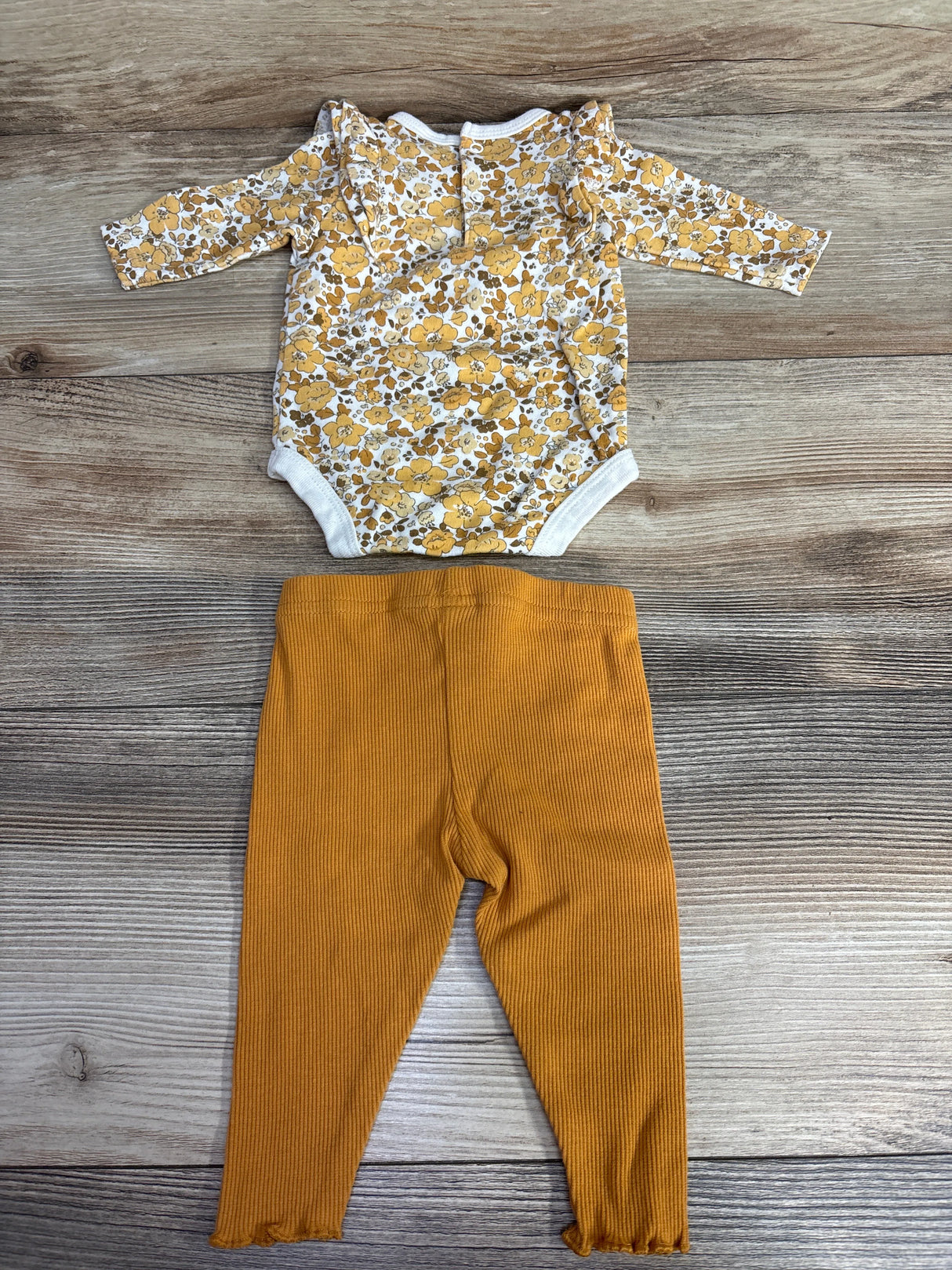 Starting Out 2pc Floral Bodysuit & Ribbed Pants Yellow sz Newborn
