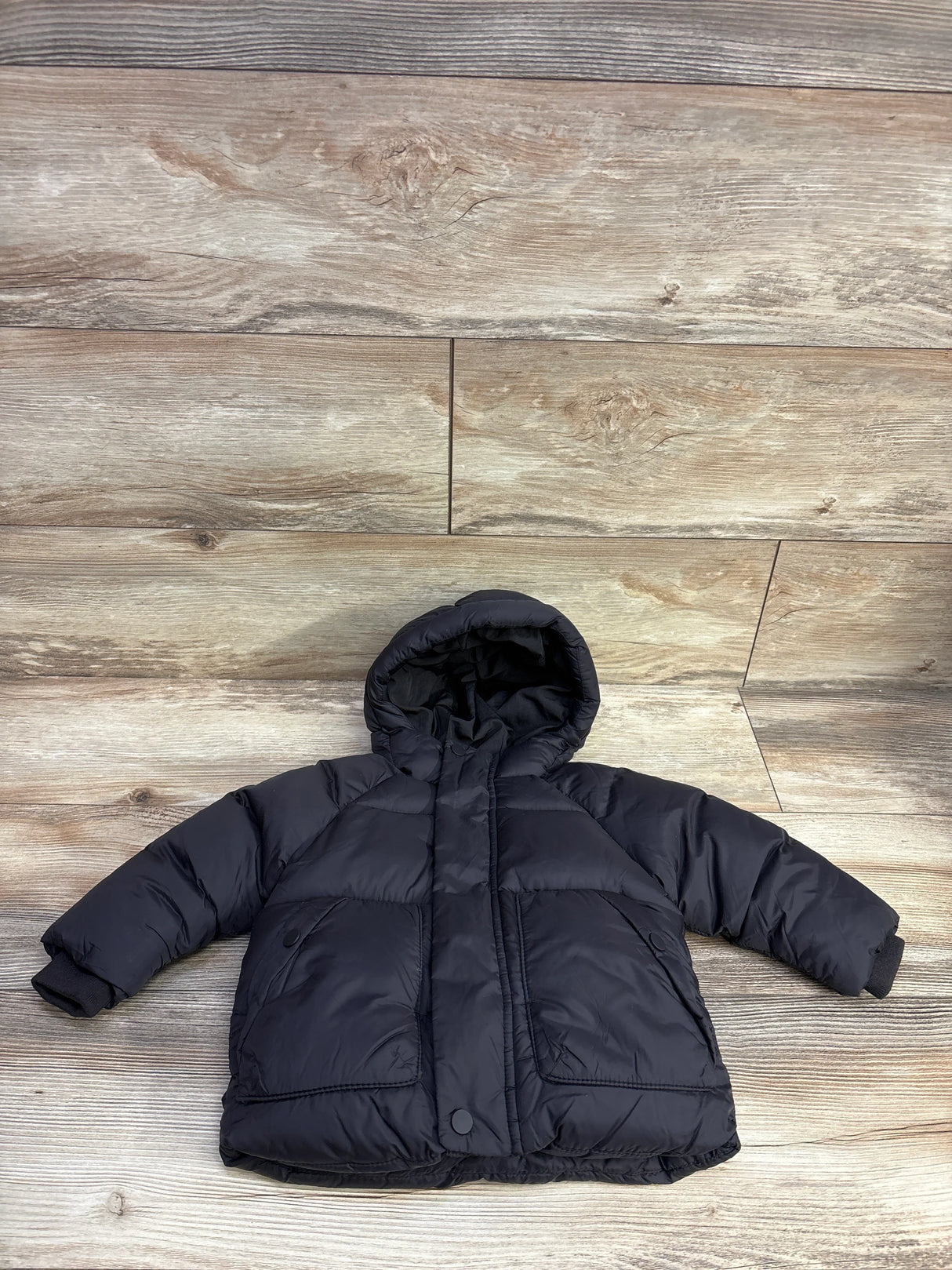 Zara Water Repellent Down Puffer Coat Black sz 9-12m