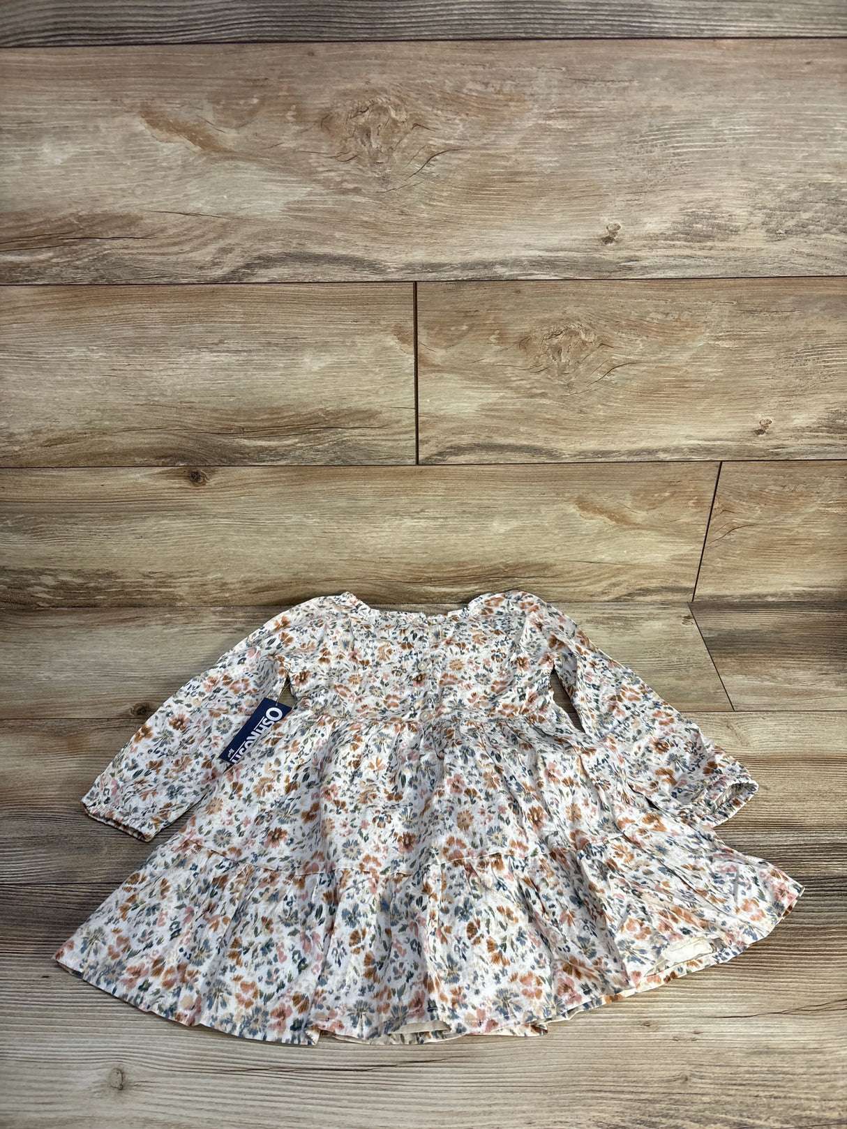 NEW OshKosh Long Sleeve Floral Dress Beige sz 3T