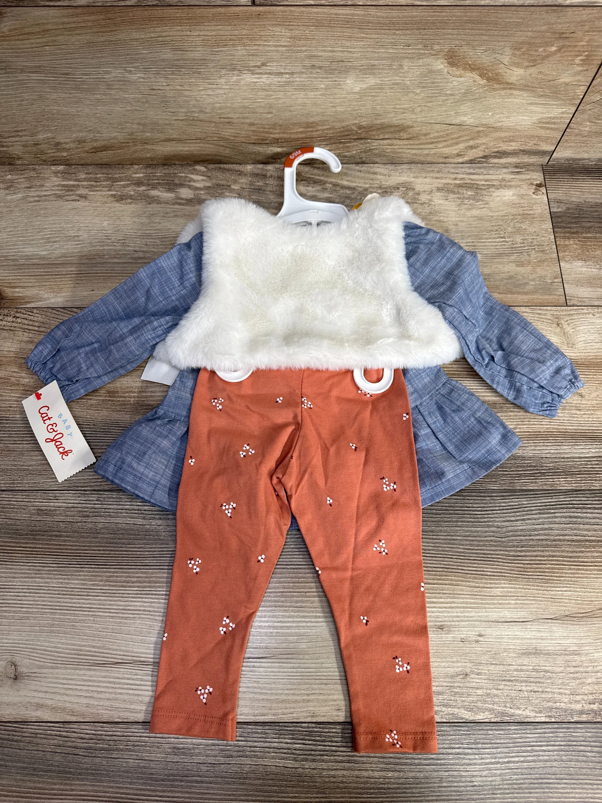 NEW Cat & Jack 3pc Plush Vest Set Blue sz 6-9m