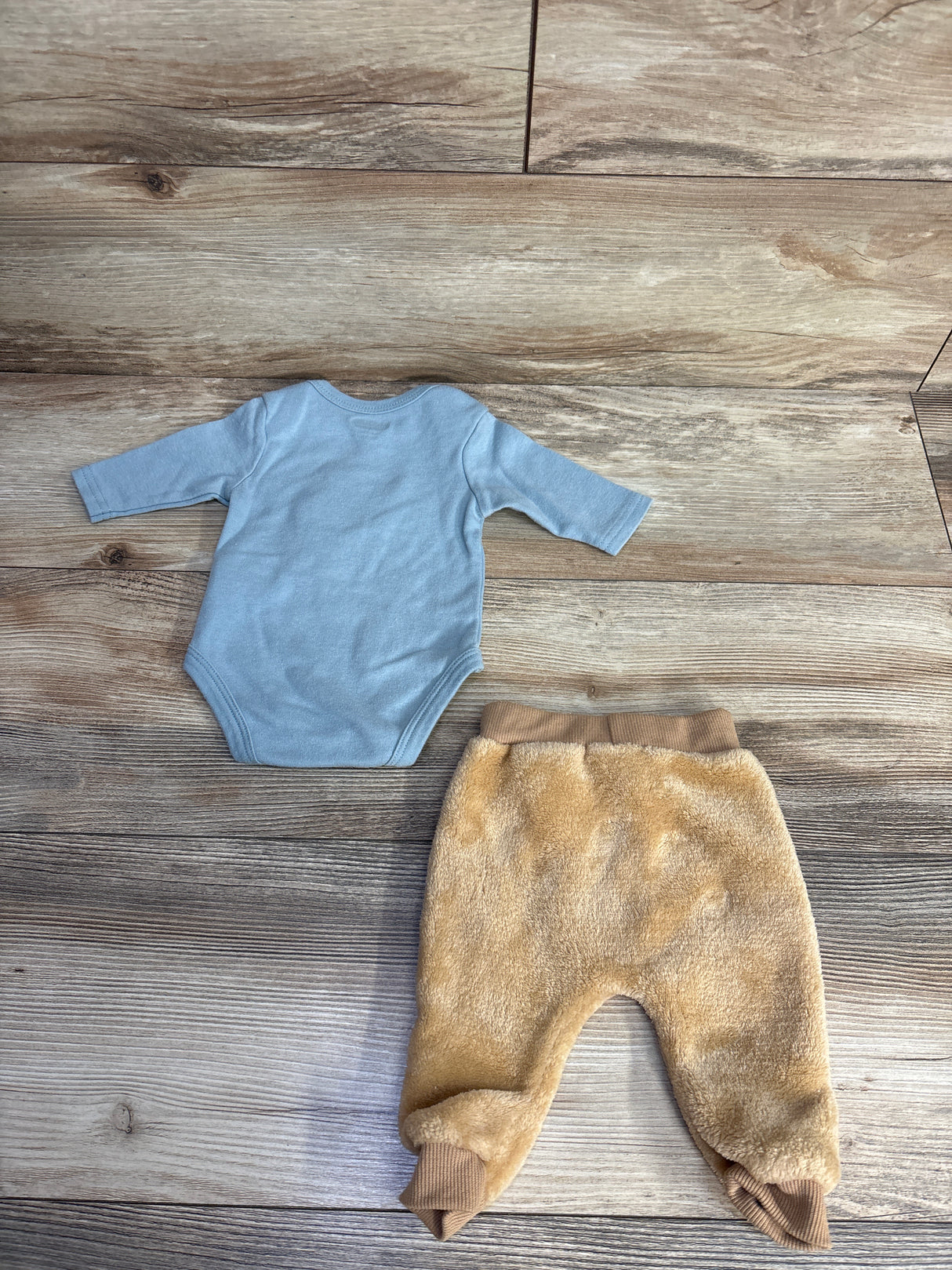 Bon Bebe 2pc Bear Bodysuit & Plush Pants Set Blue sz 0-3m