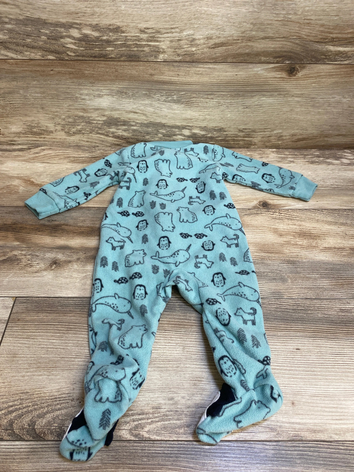 Simple Joys Animal Print Blanket Sleeper Teal sz 3-6m