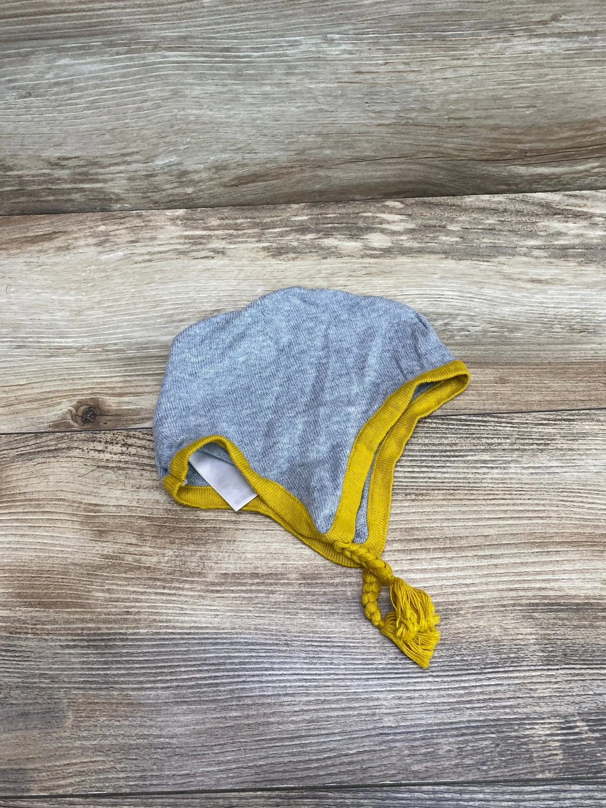 Angel Dear Knit Pilot Hat With Ear Flaps Grey/Yellow Sz 6-12 - Me n Mommy To Be