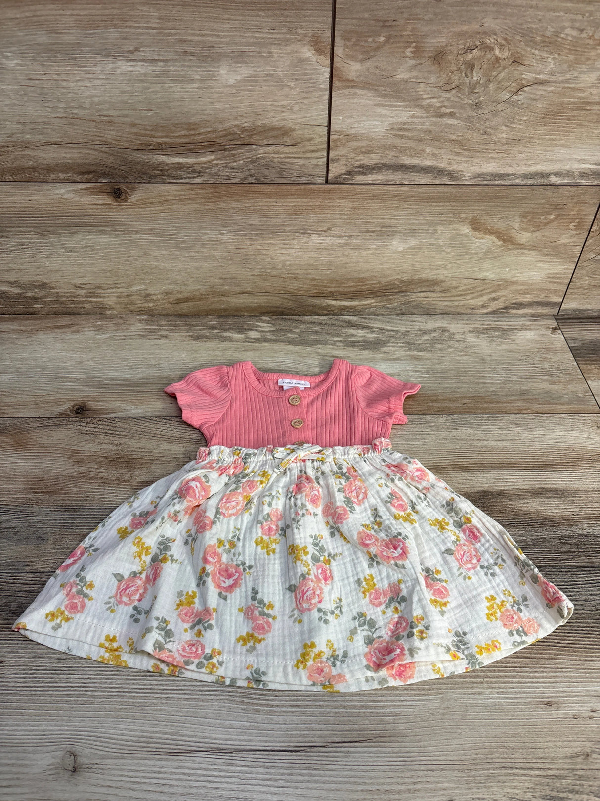 Laura Ashley Henley Floral Dress Pink sz 6-9m - Me n Mommy To Be