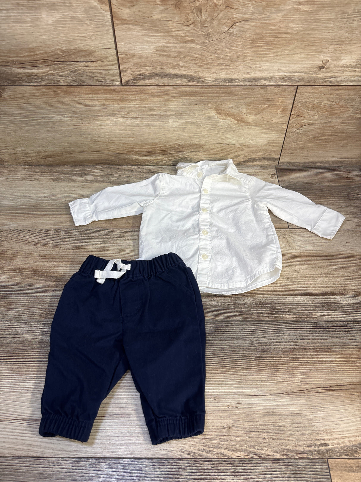 Just One You 2pc Button Up Shirt & Pants Set White sz 3m