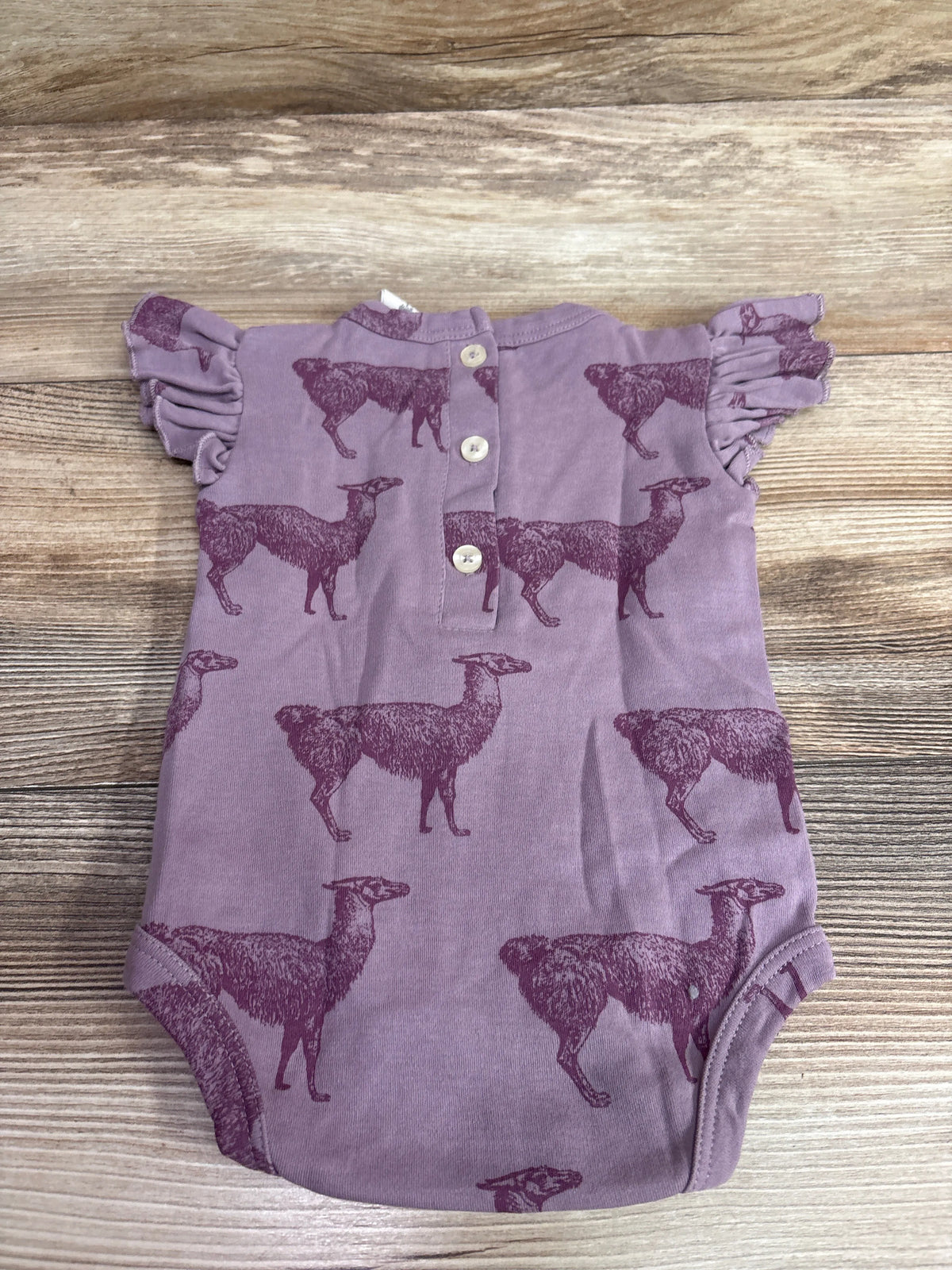 Purple Kate Quinn organic flutter sleeve bodysuit with llama print for infants