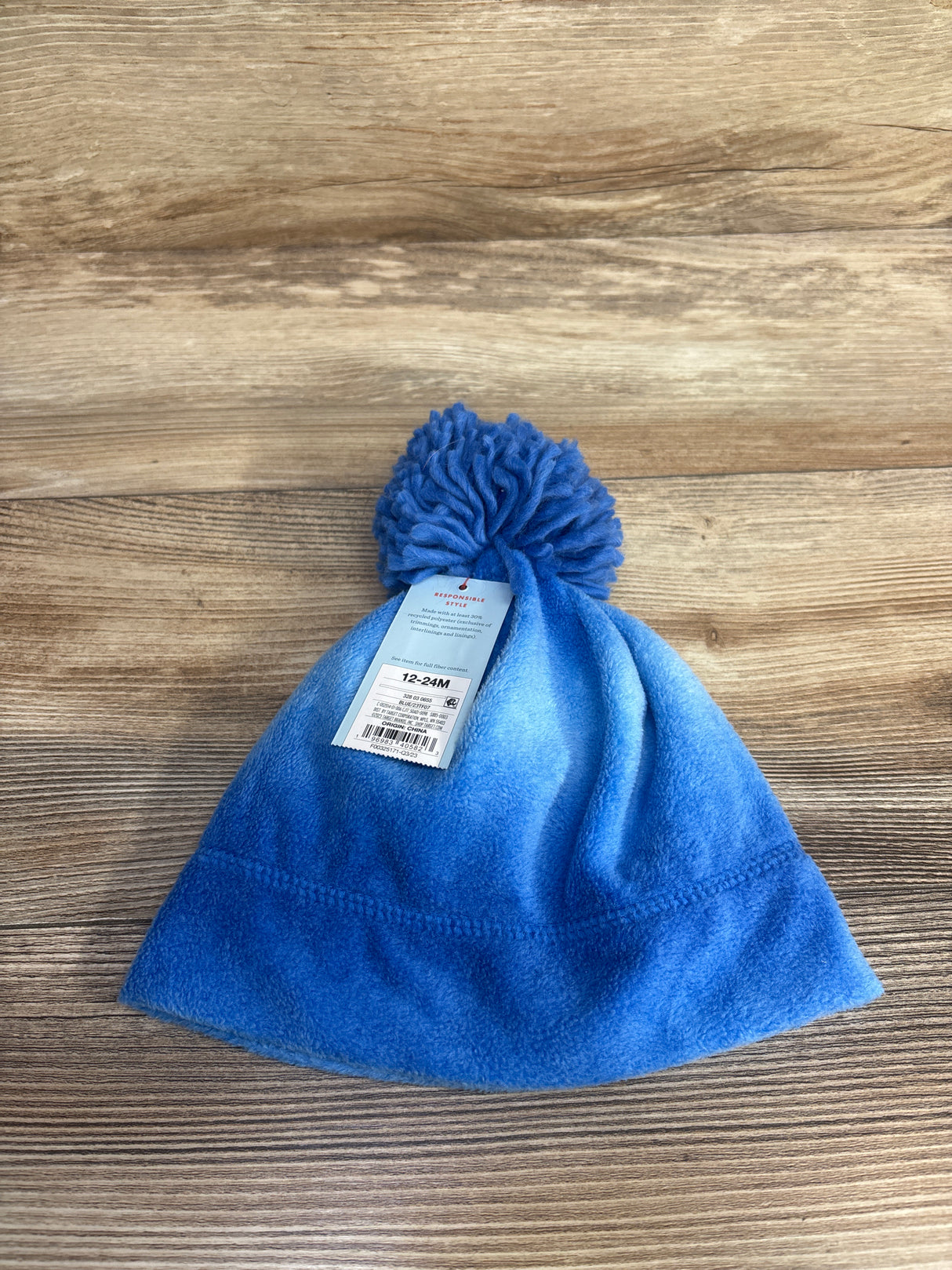 NEW Cat & Jack Fleece Pom Pom Beanie Blue sz 2T-5T