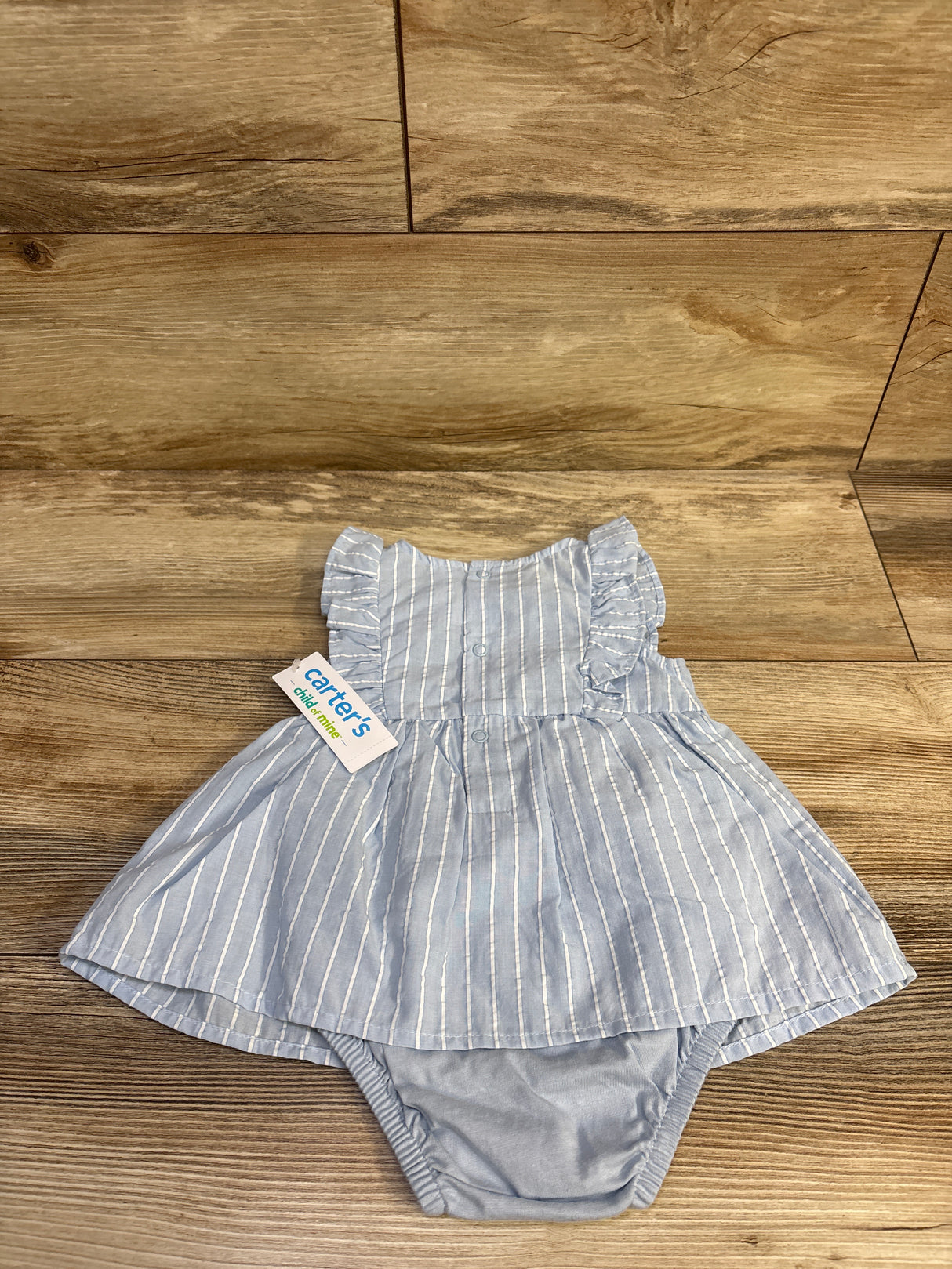 NEW Child Of Mine Striped Bodysuit Dress Blue sz 6-9m