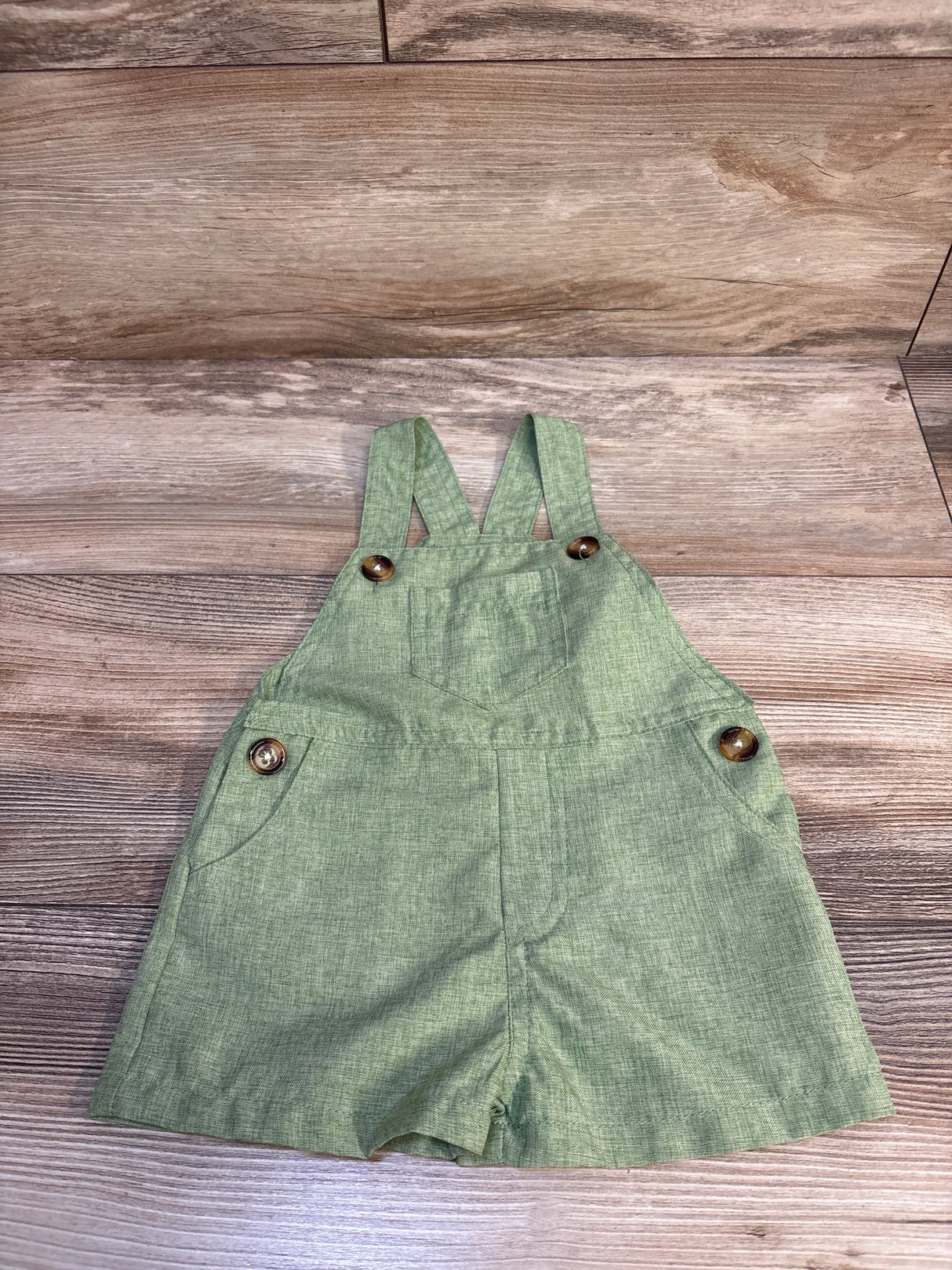 Chambray Shortalls Green sz 3-6m