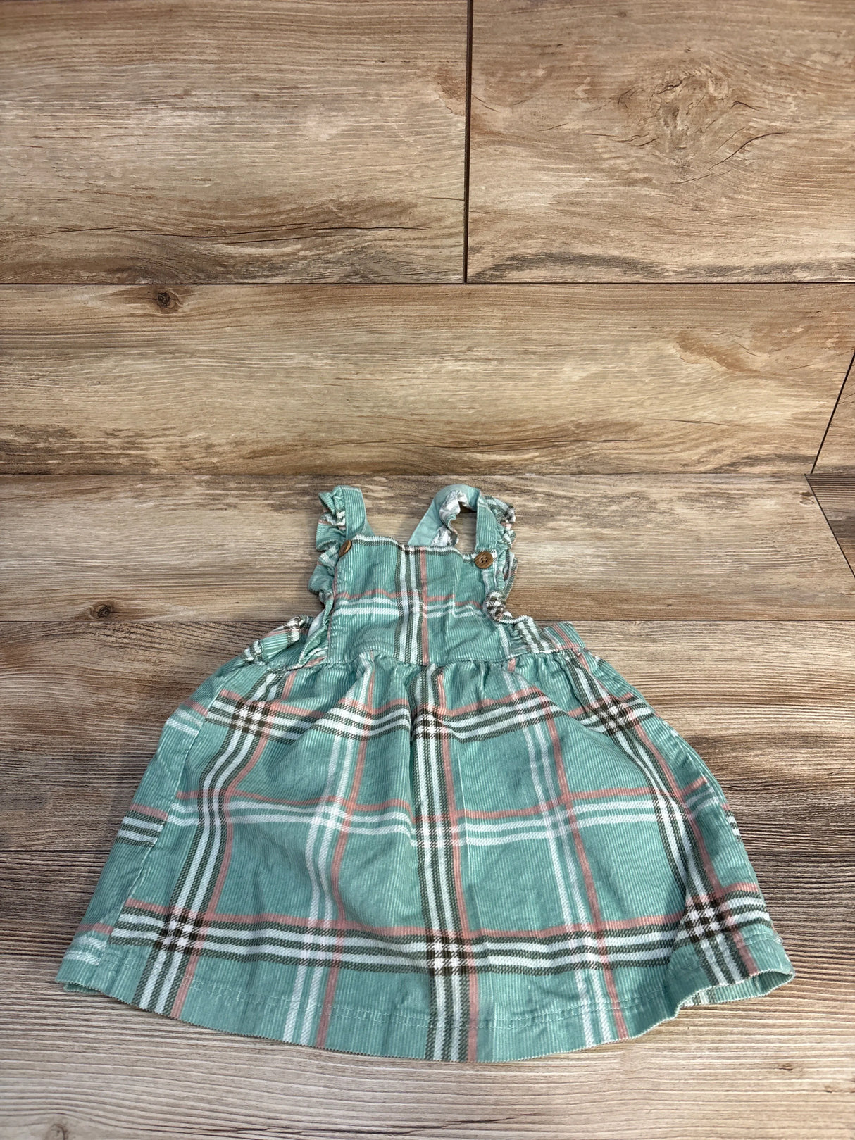 Carter's Plaid Cord Gingham Dress Teal sz 18m