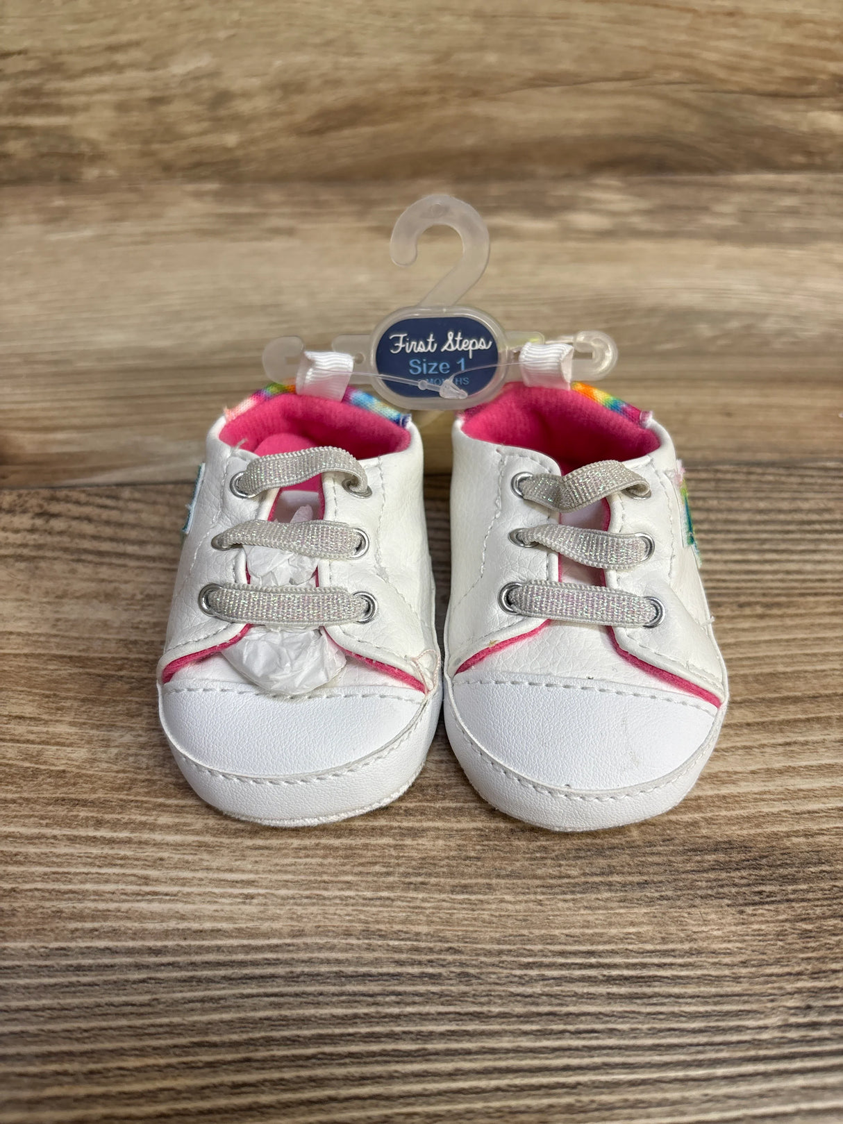 NEW First Steps by Stepping Stone Soft Sole Shoes White sz 1c - Me n Mommy To Be