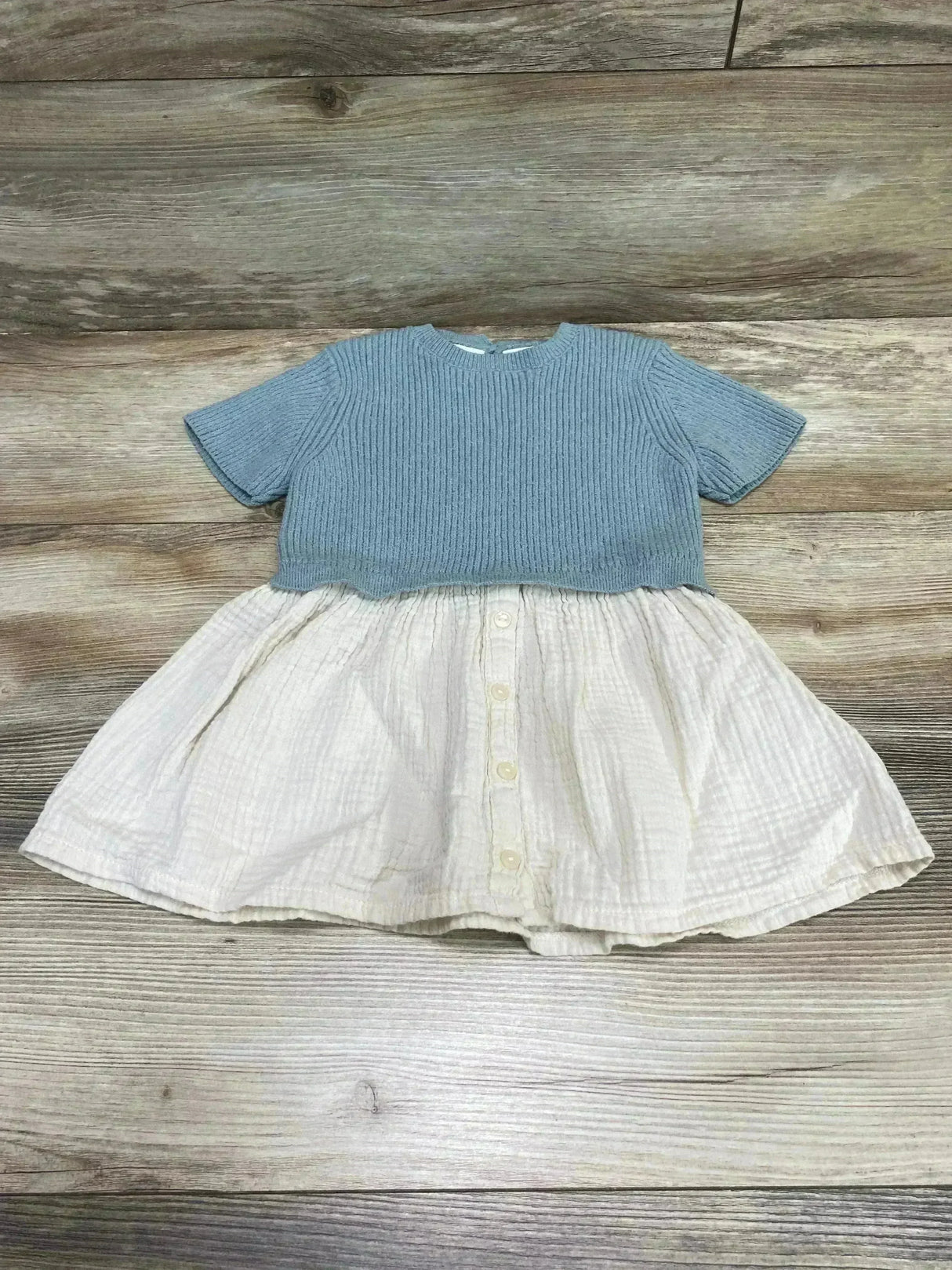 Zara Combination Knit Dress Green sz 18-24m - Me n Mommy To Be