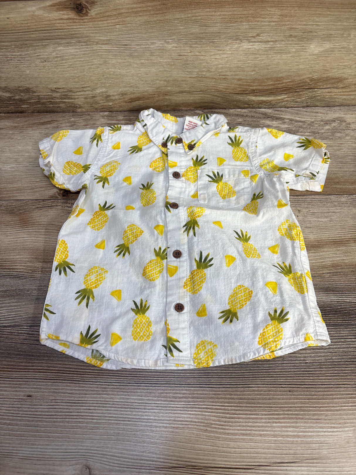 Caribbean Joe Pineapple Button-Down Shirt White sz 4T