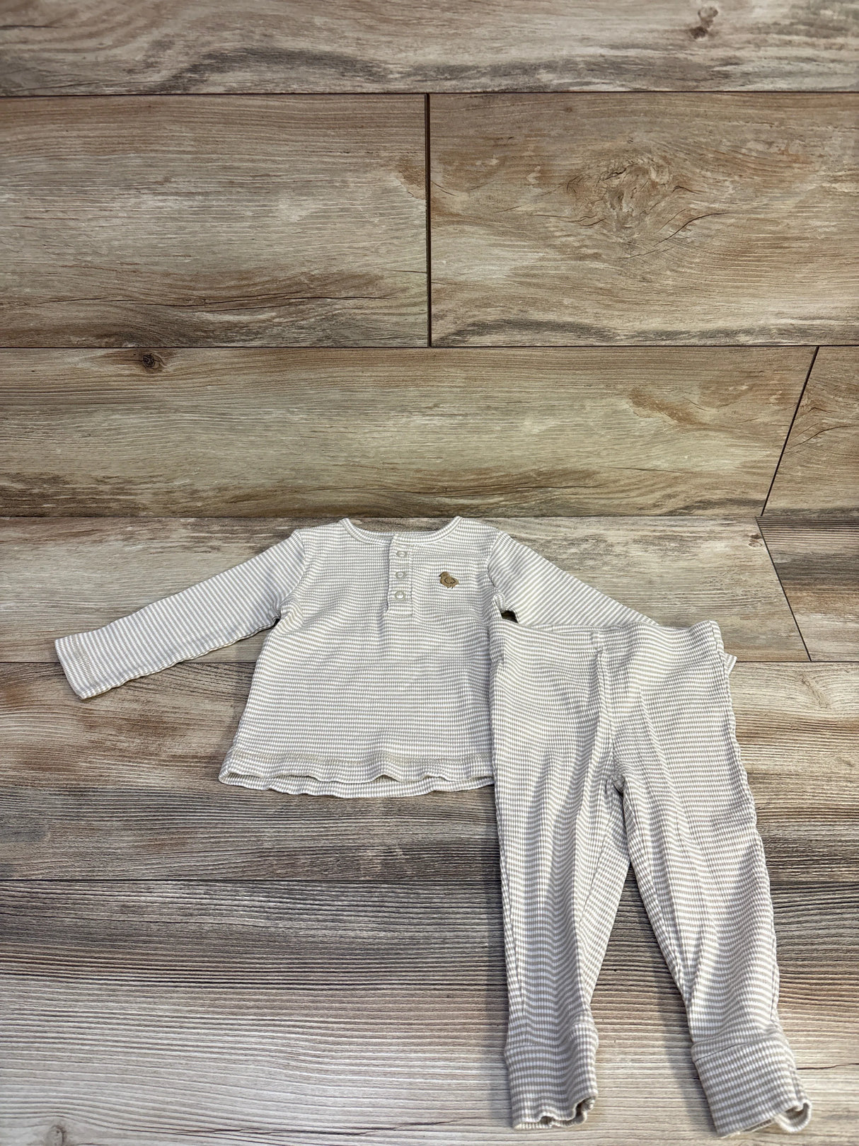 Carter's 2pc Ribbed Henley Shirt & Pants Beige sz 12m