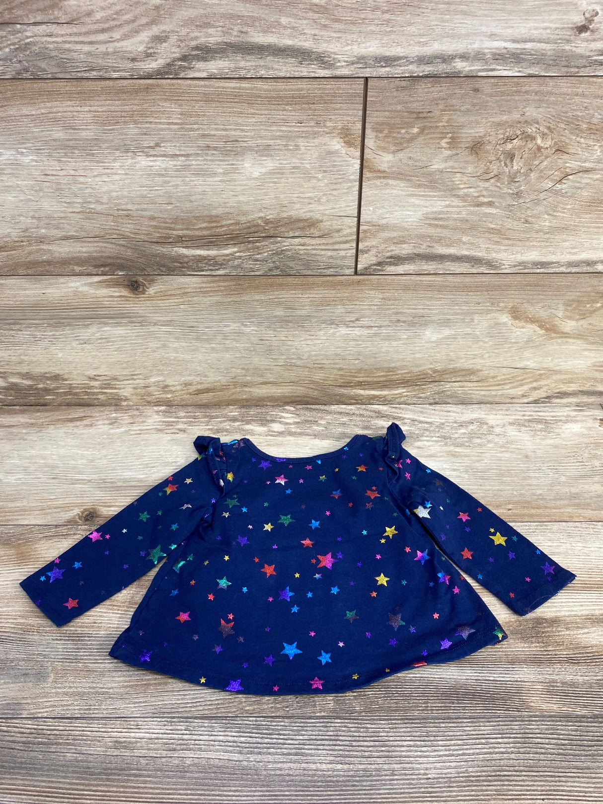 Jumping Beans Ruffled Long Sleeve Star Print Shirt Navy sz 12m