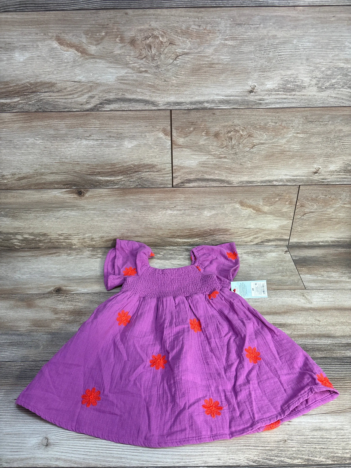 Purple short sleeve dress with red floral embroidery for toddlers by Me n Mommy To Be