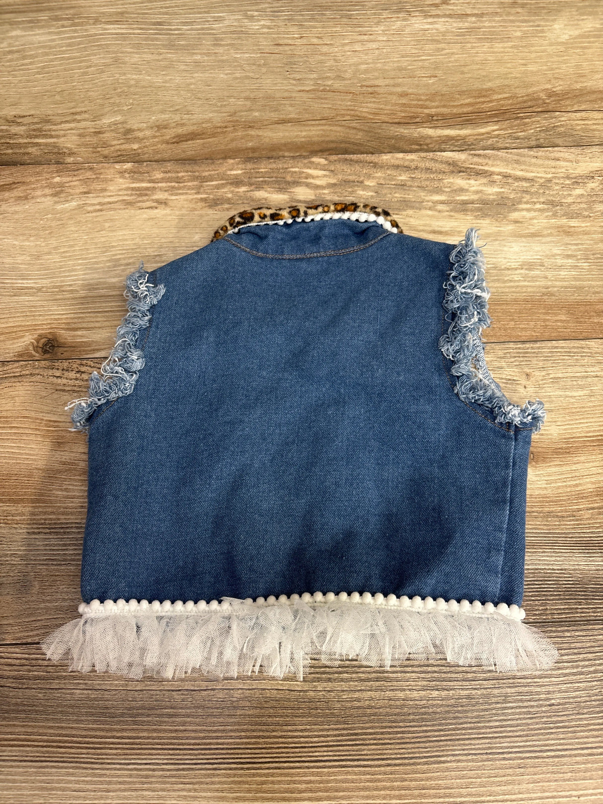 Leopard Print Button Up Denim Vest Blue sz 9-12m