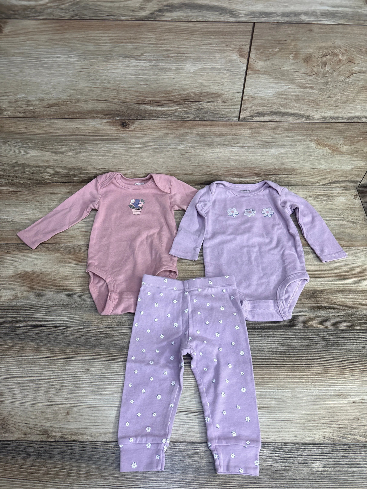 Pekkle 3pc Earth Bodysuit Set Pink sz 6m
