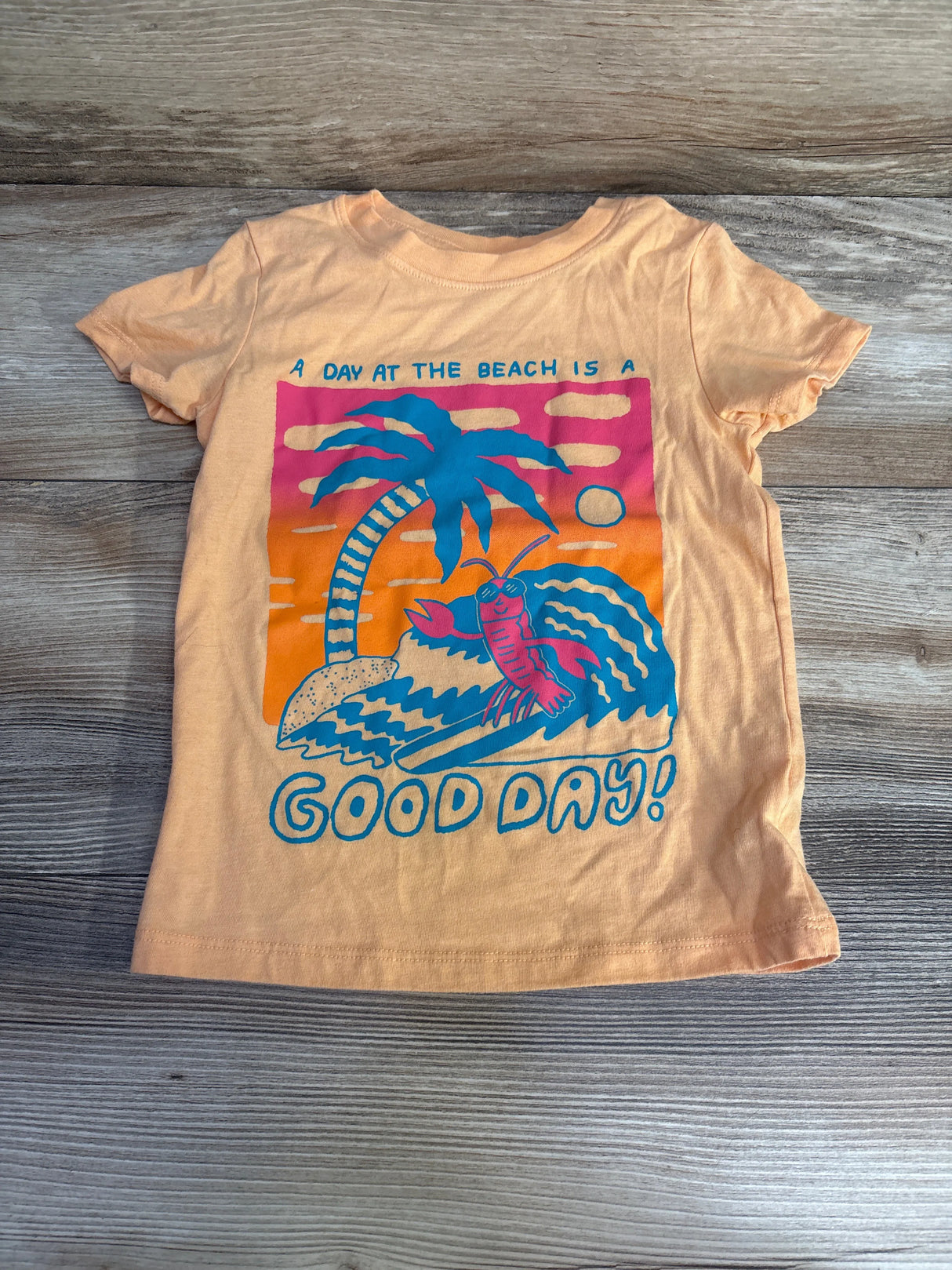 Cat & Jack A Day At The Beach Shirt Orange sz 3T - Me n Mommy To Be