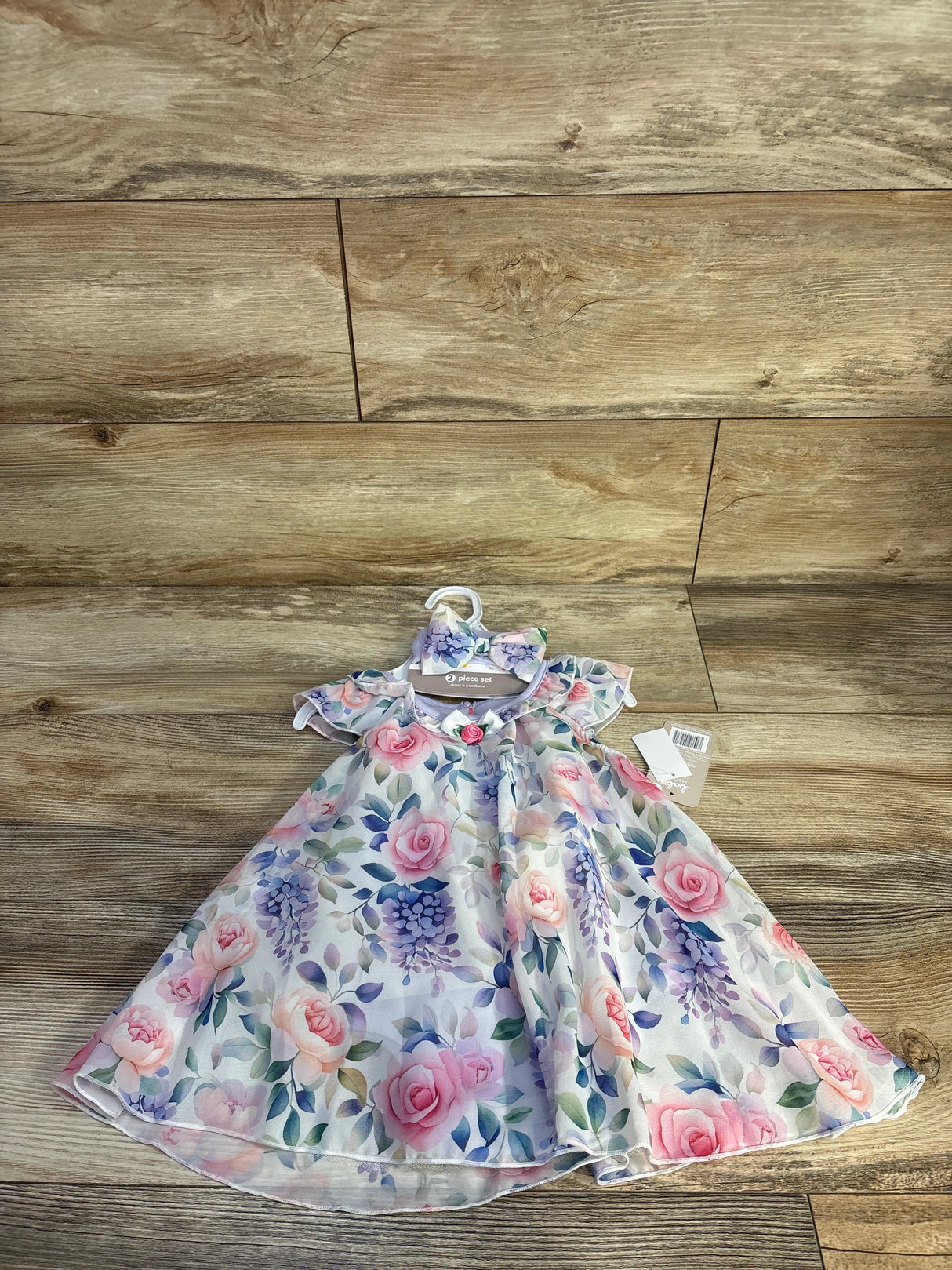 NEW Baby Starters 2pc Floral Bodysuit Dress & Headband Set Lilac sz 12m