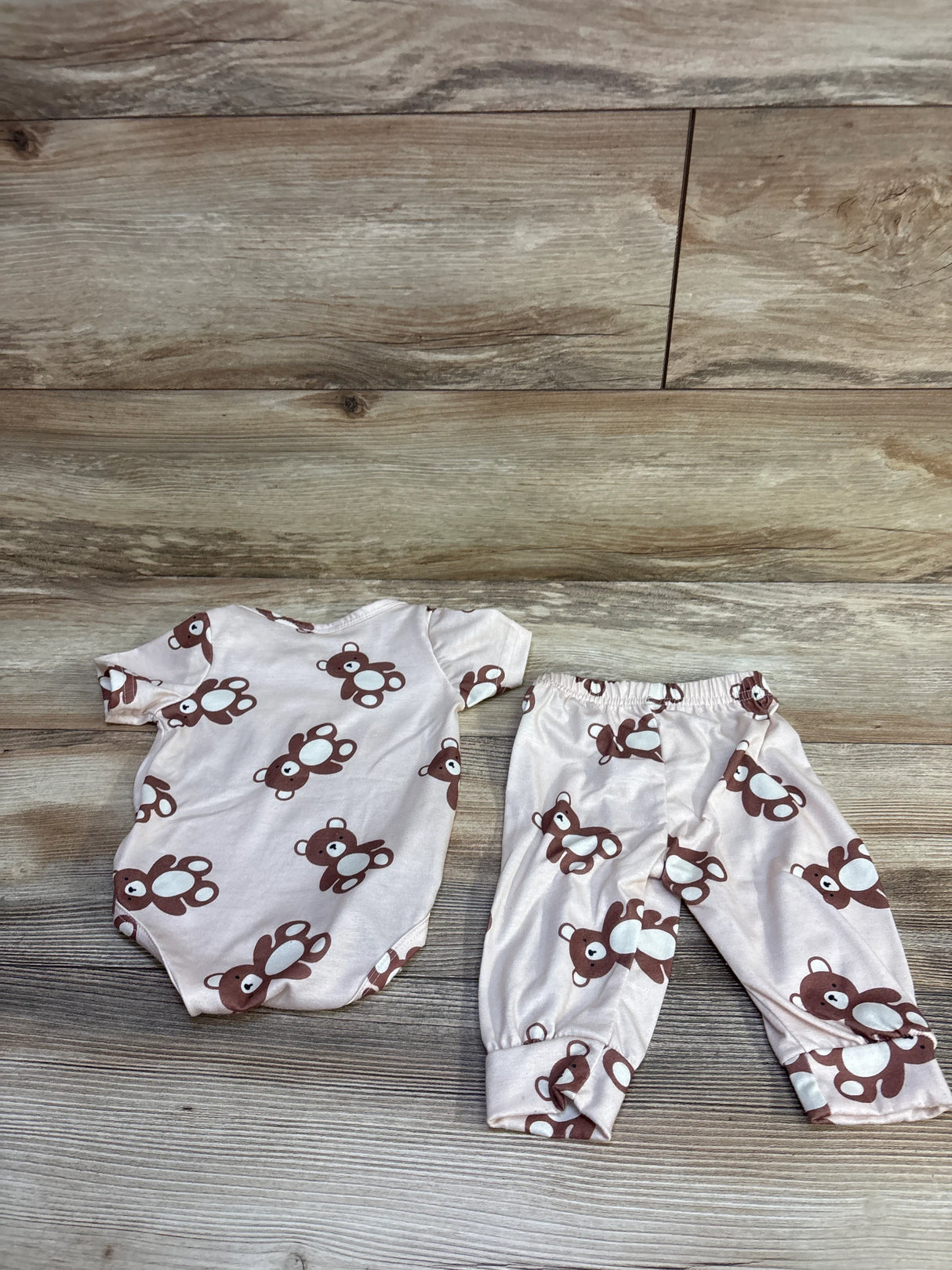 Shein 2pc Bear Bodysuit & Pants Set Beige sz 1-3m