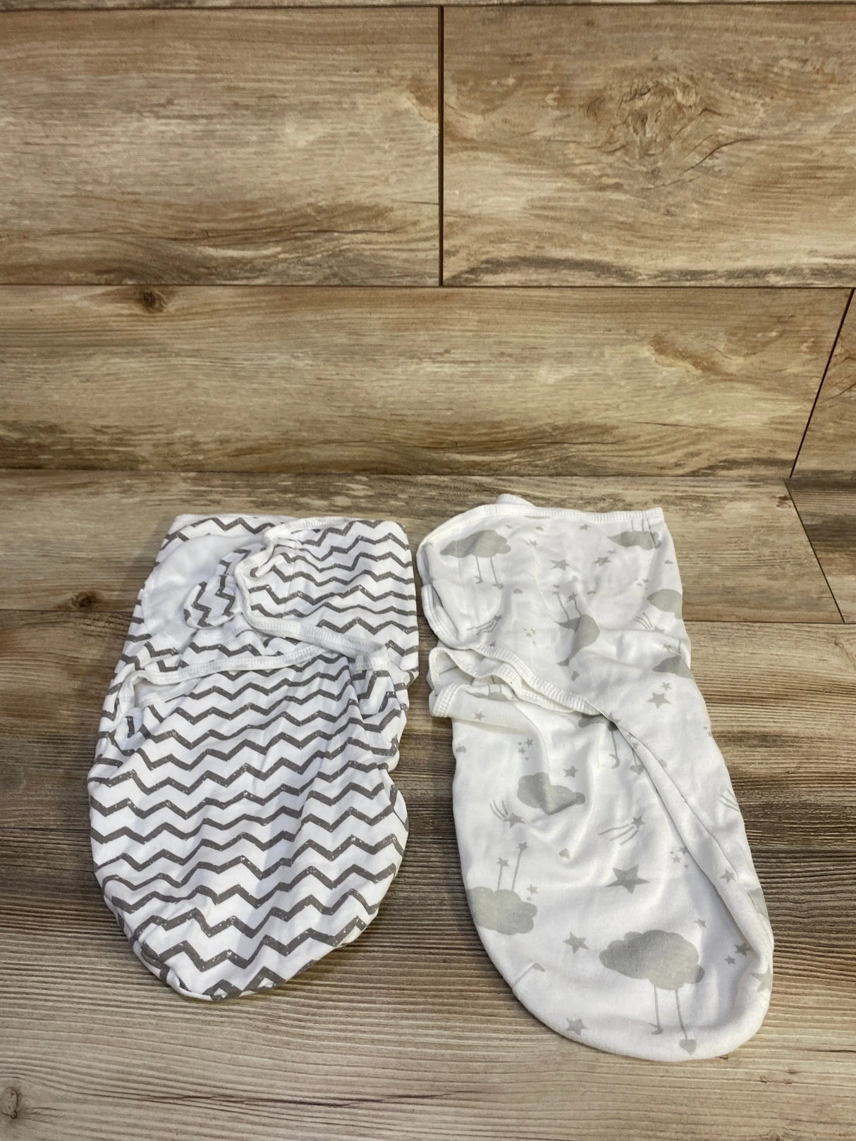 2pk Swaddle Wraps White sz Newborn
