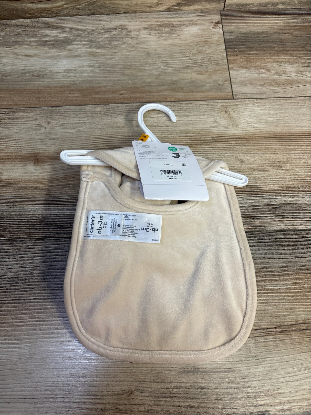 NEW Carter's 2pc Bib & Booties Set Beige sz 0-3m