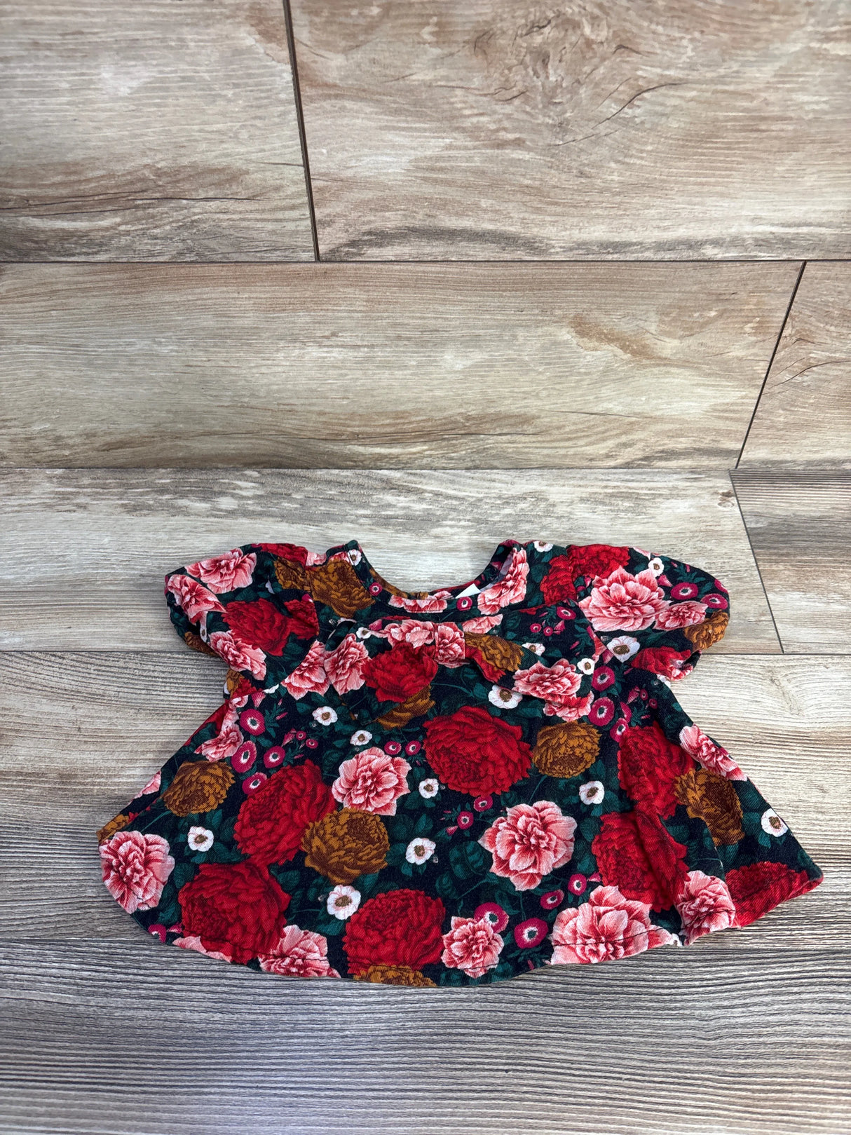 Old Navy Floral Bow Top Green sz 12-18m