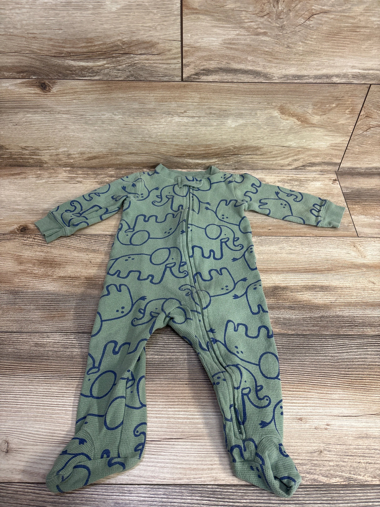 Carter's Waffle Knit Elephant Sleeper Olive sz 9m