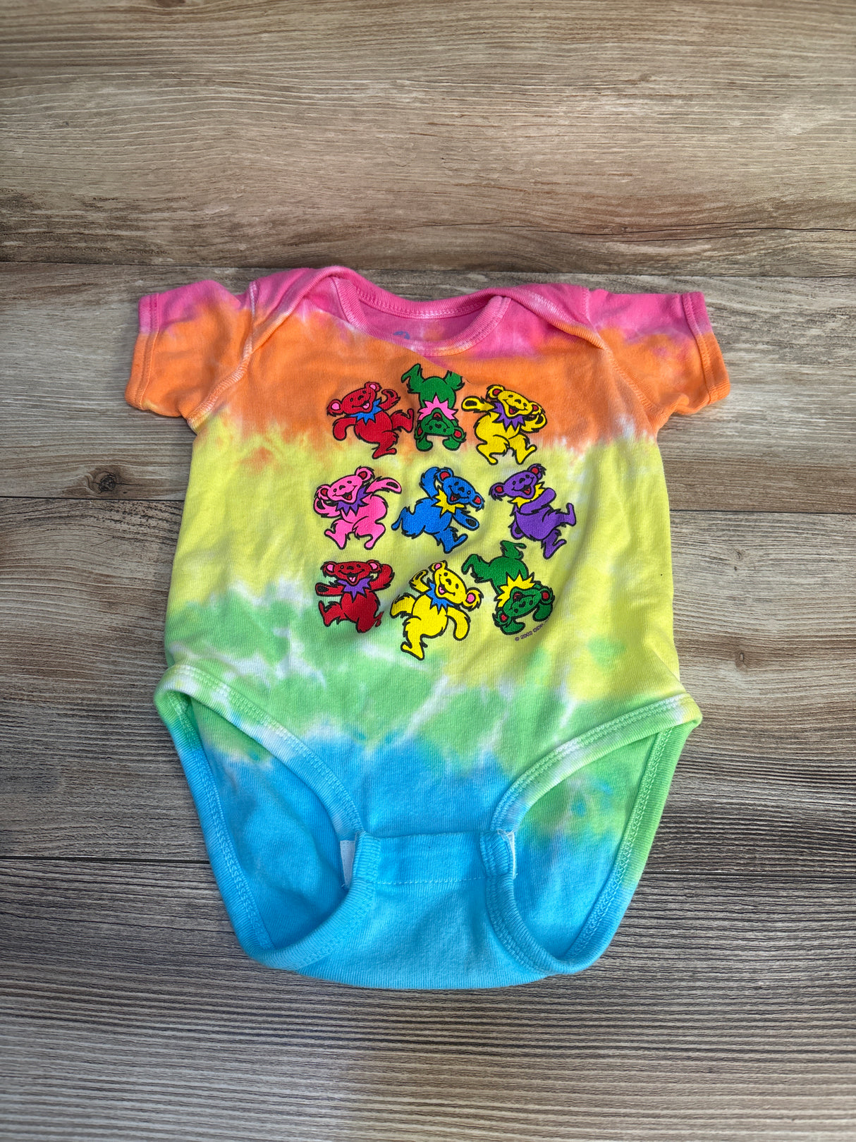 Liquid Blue Grateful Dead Spiral Bear Tie-Dye Bodysuit Pink sz 12-18m